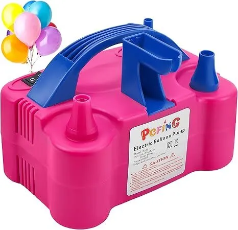 PCFING Balloon Pump Electric and Balloon Tying Tool in One, Portable Balloons Inflator Blower Machine with Dual Nozzle