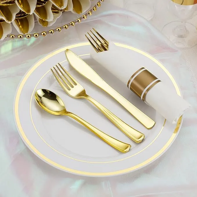 50 Pack Pre Rolled Plastic Cutlery Set