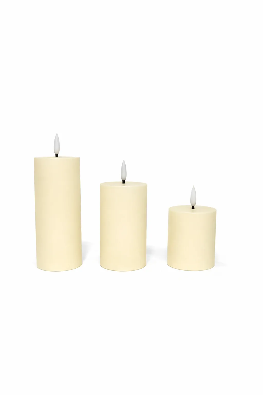 LED Pillar Candles (Realistic Flames-Ivory)