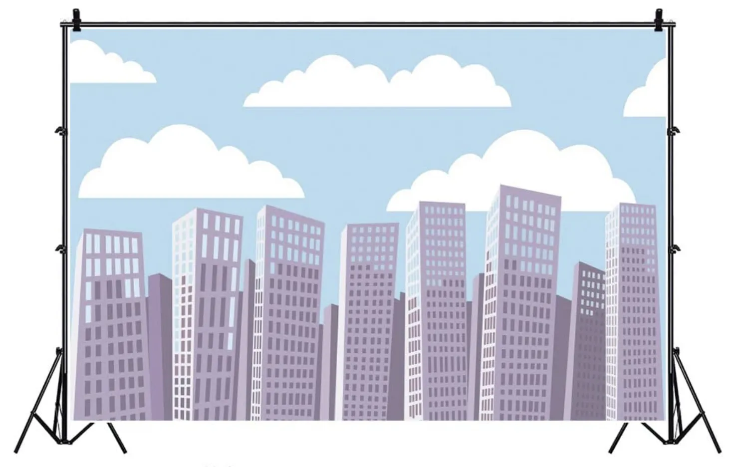 Cartoon City Skyscrapers Backdrop (15' x 10')