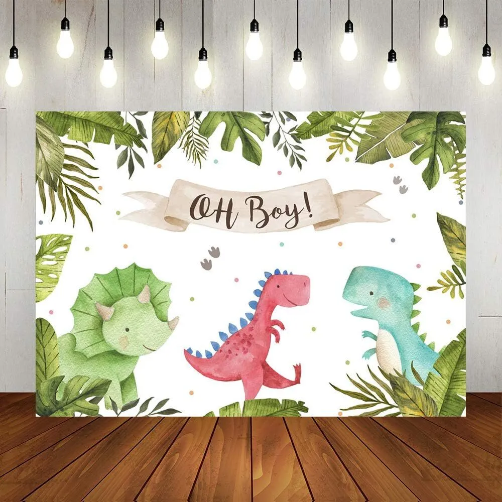Oh Boy Dinosaur Backdrop (7' x 5')