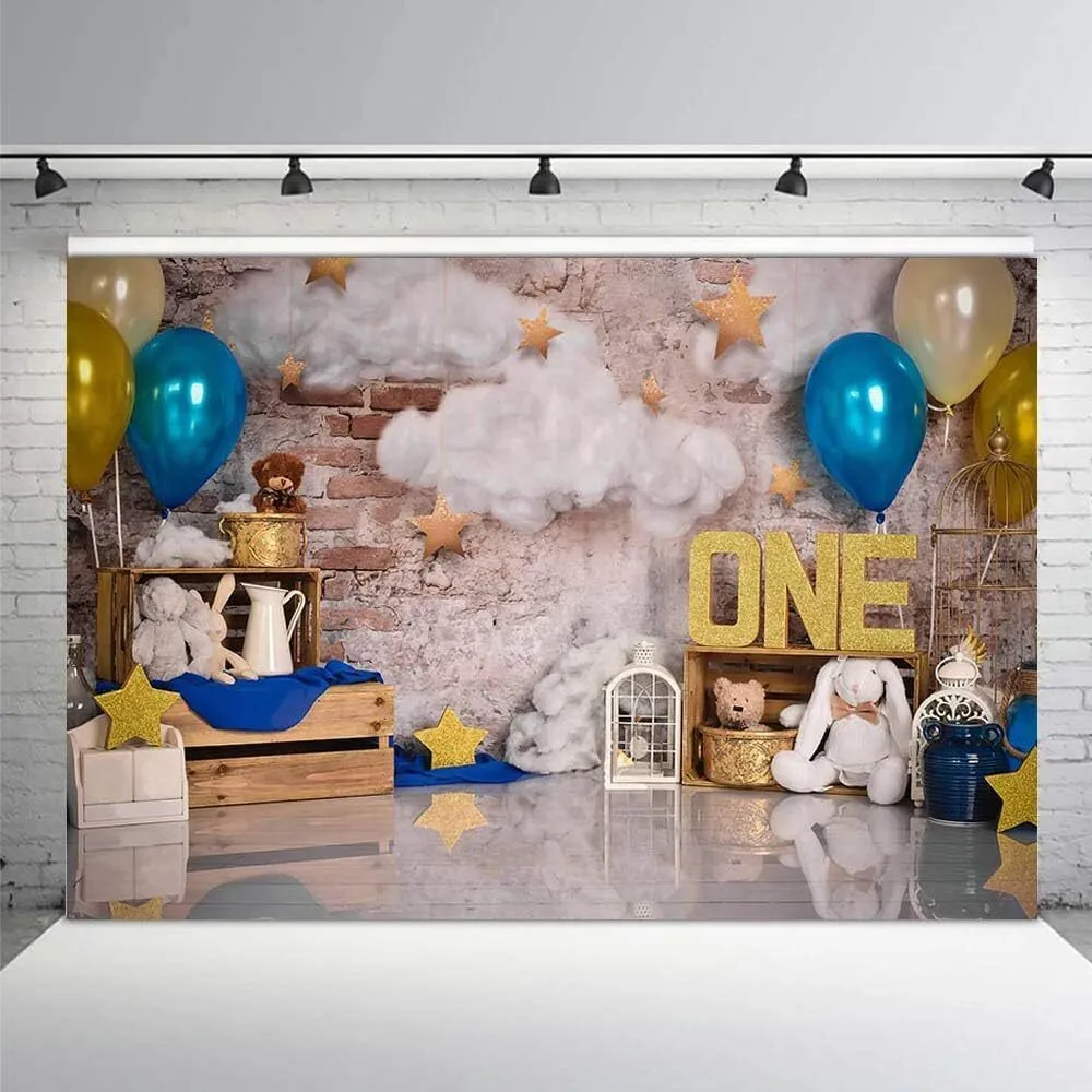 Boy's First Birthday Backdrop (7' x 5')