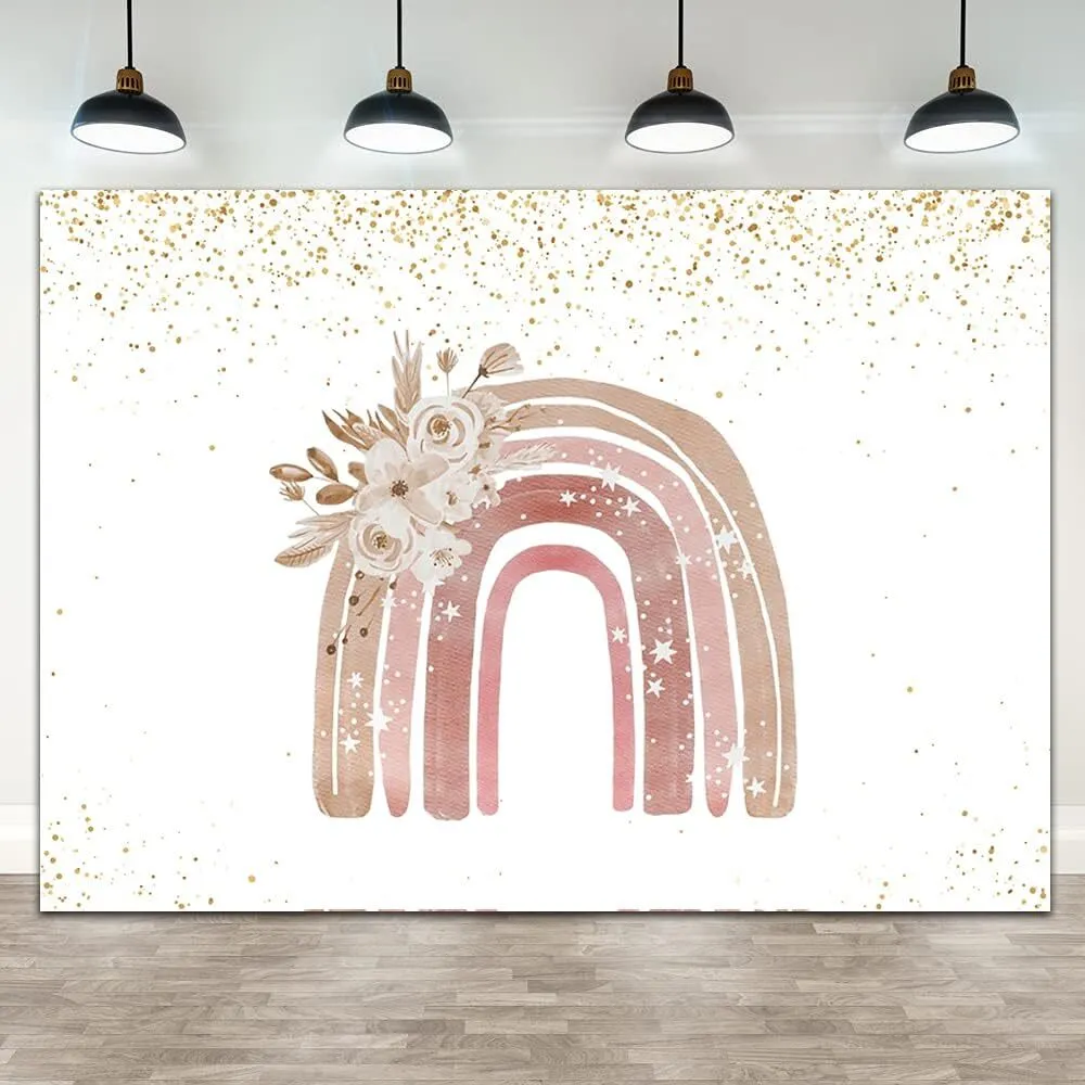 Pink Boho Rainbow Backdrop (7' x 5')