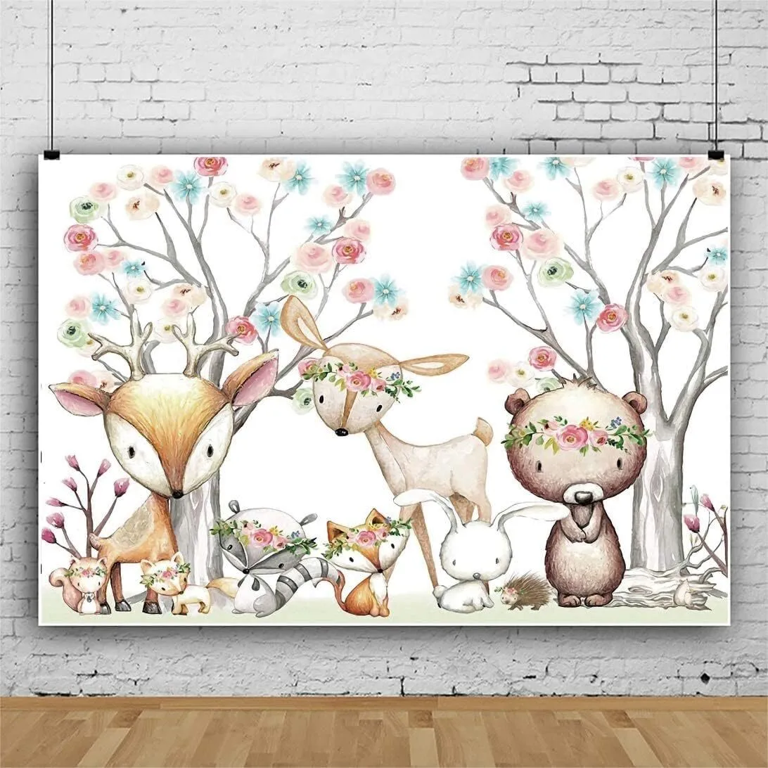 Boho Woodland Animals Backdrop (15' x 10')
