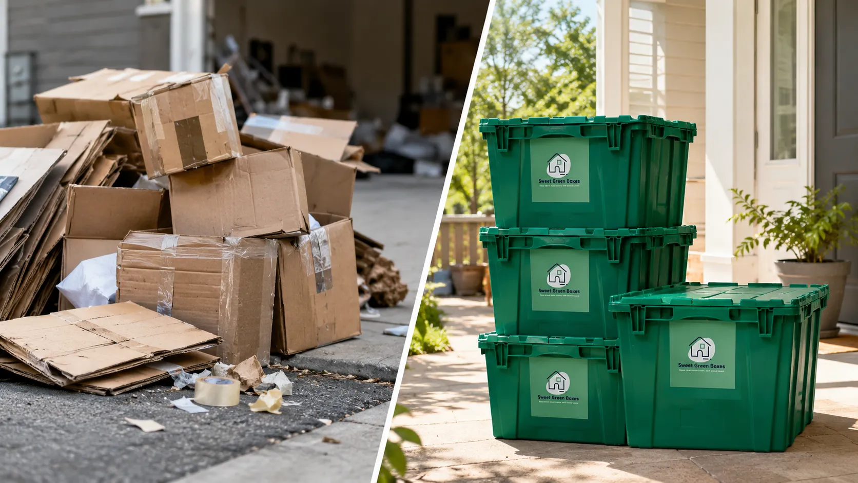 Reusable Sweet Green Boxes offer an eco-friendly alternative to cardboard moving boxes for residential and commercial moves.