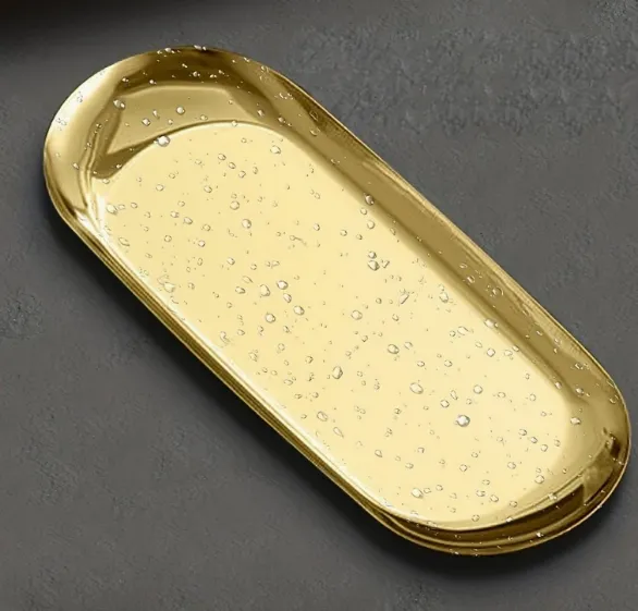 Oval Gold Serving Tray/Platter for Desserts, Snacks