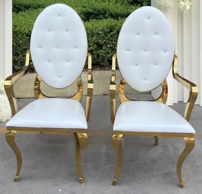 Stainless Steel Gold & White Throne Chairs