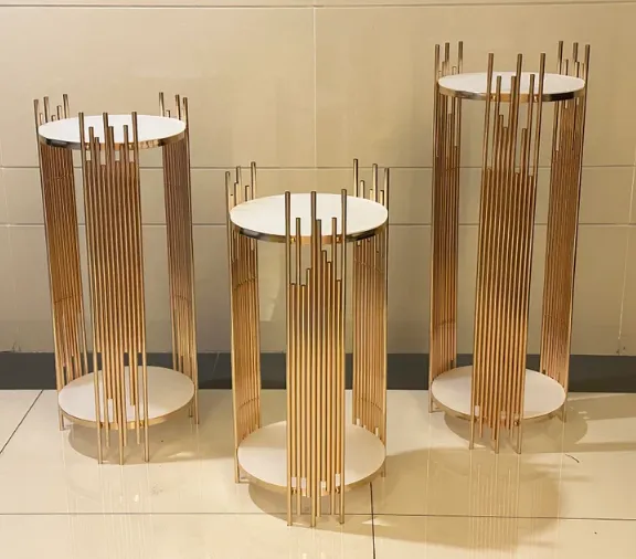 Set of 3 Gold Wedding Pedestal Stands/ Event Column