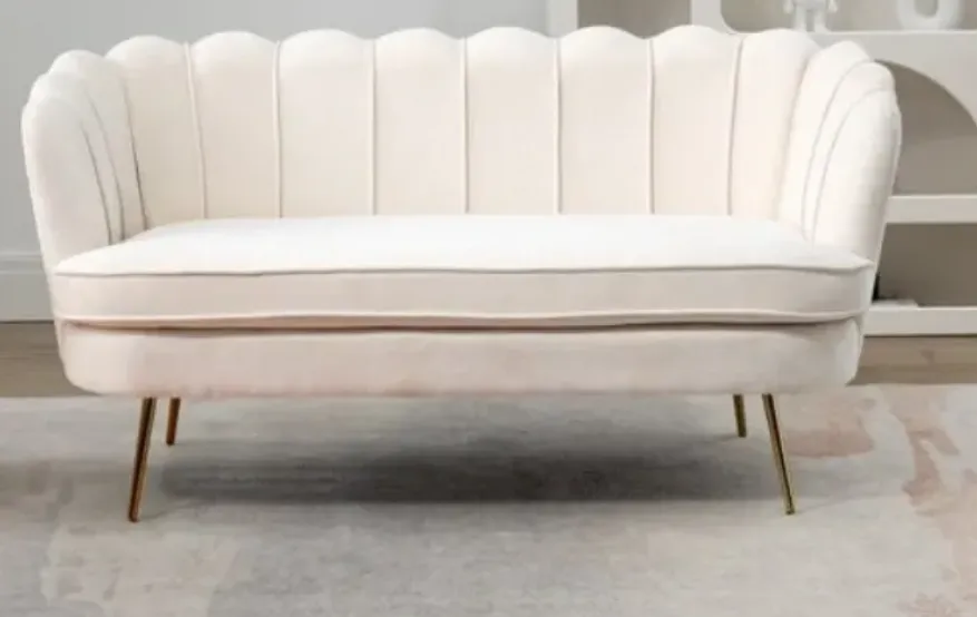 Flared Arm Curved Loveseat