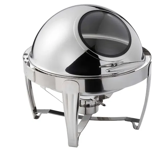 Round Roll Top Chafing Dish with Visual Glass Lid