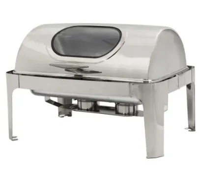 Rectangle Roll Top Chafing Dish with  Visual Glass Lid