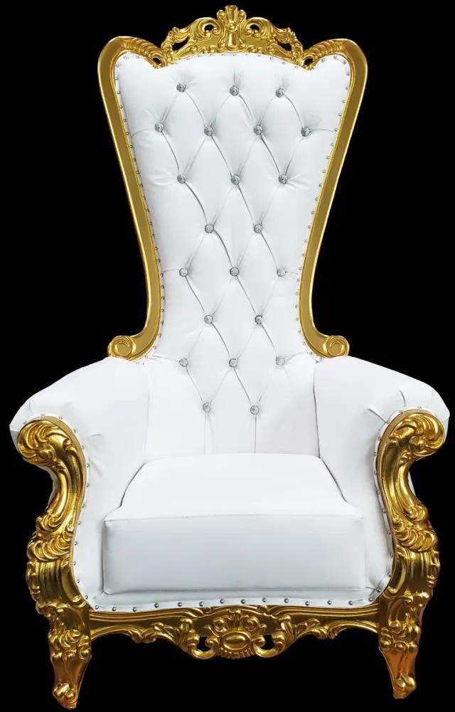 Throne Chair, Gold & White, Single