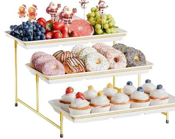 3-Tier Serving Tray Set, Platters for Serving Food, Cupcakes, Dessert, Fruit, Cookies