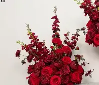 Red Floral Aisle Runner/Floral Centerpiece