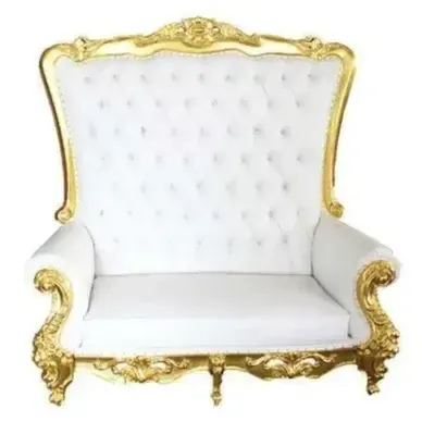 Throne Chair, Gold & White, Double