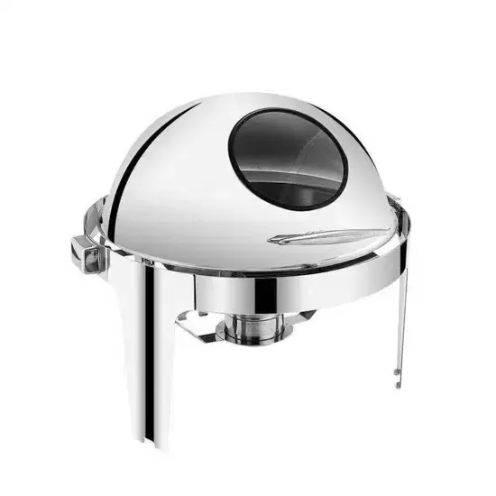 Round Roll Top Chafing Dish with Visual Glass Lid