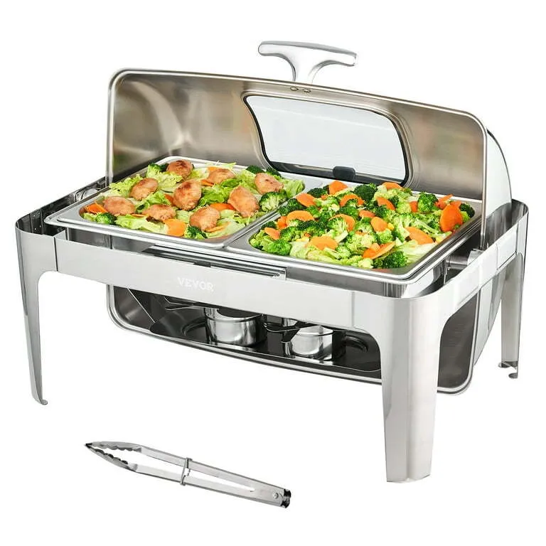 Rectangle Roll Top Chafing Dish with  Visual Glass Lid
