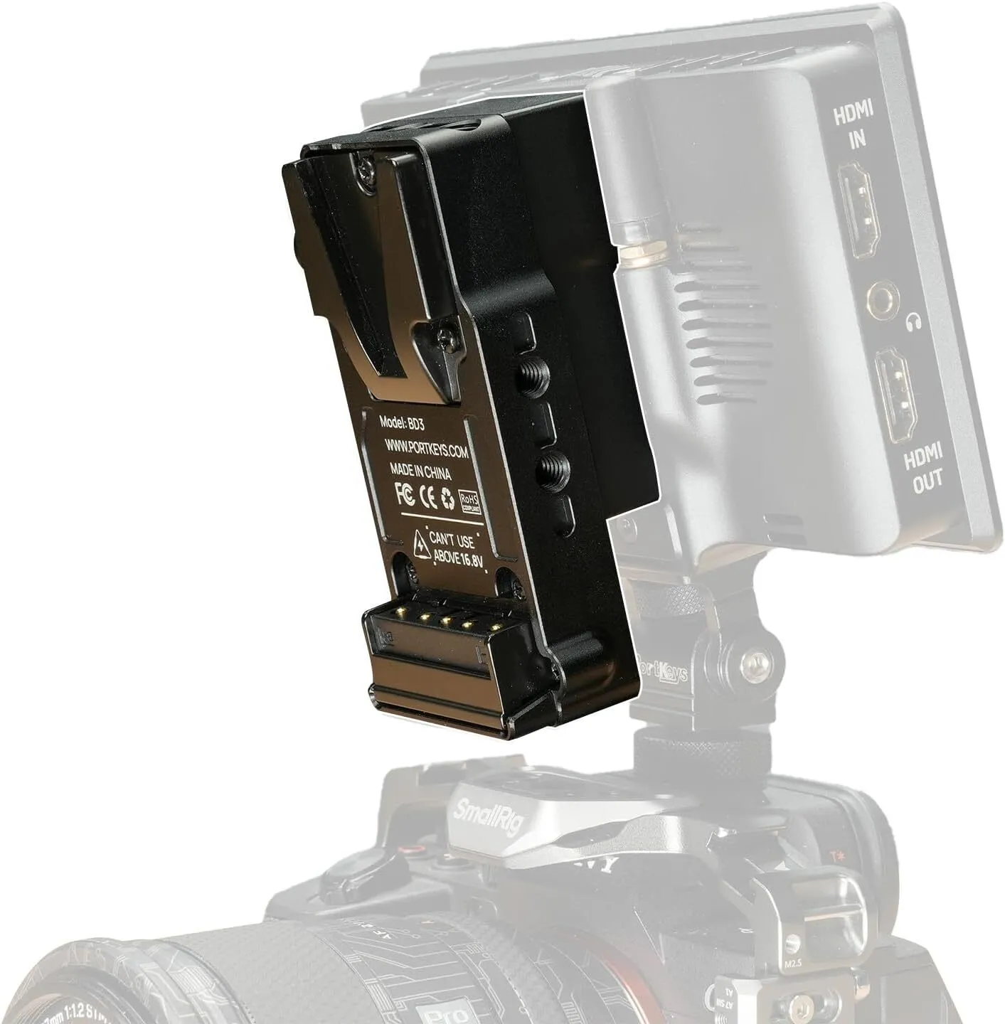 Portkeys BD3 V-Mount auf NP-F Dummy-Batterie-Adapter