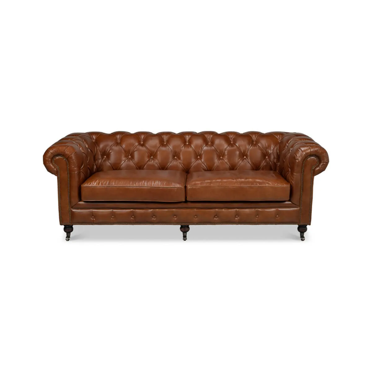 Chesterfield Couch 2 Seater Brown Leather