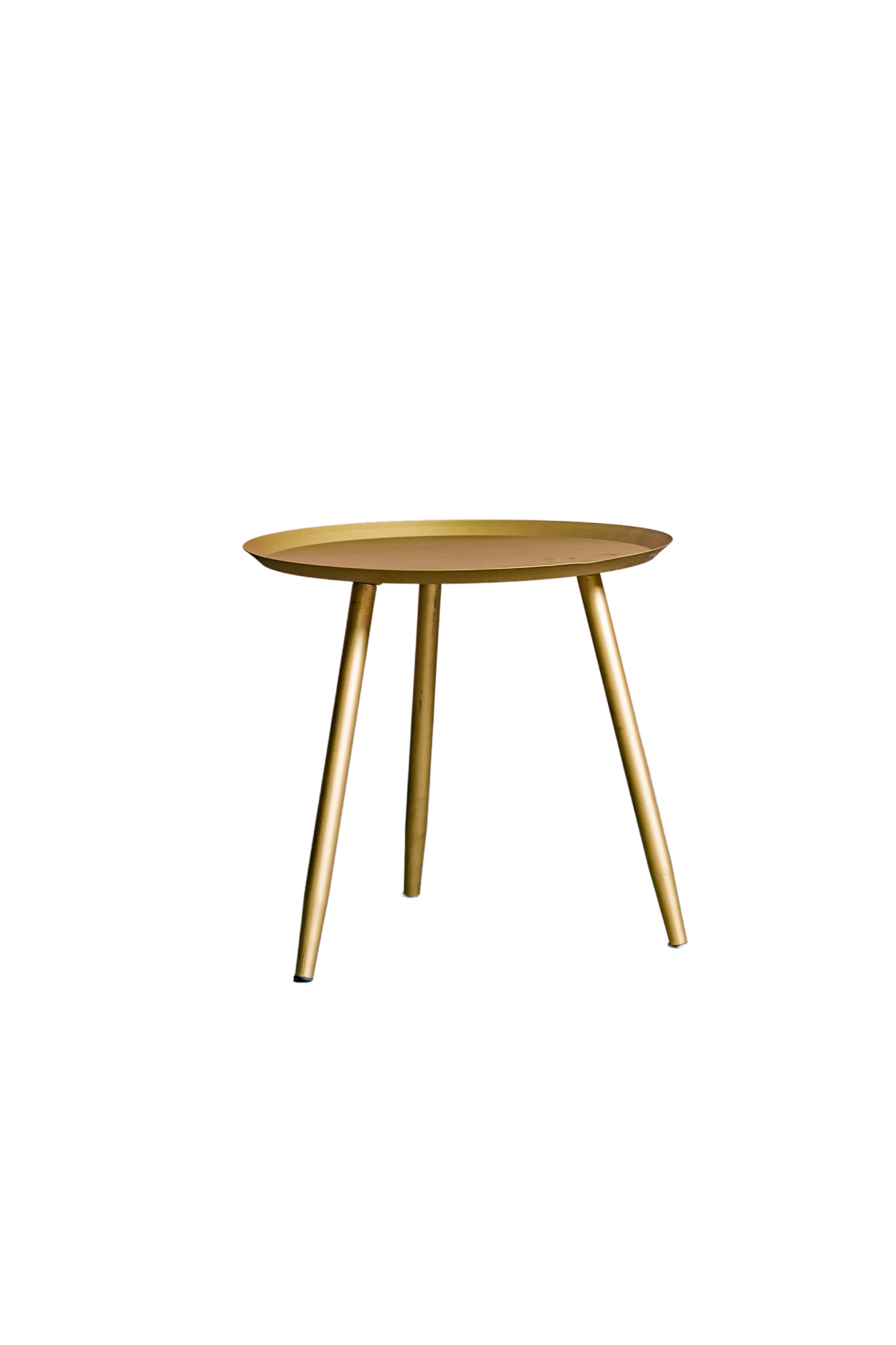 DISCOBOLO - Tavolinetto oro opaco treppiede tondo