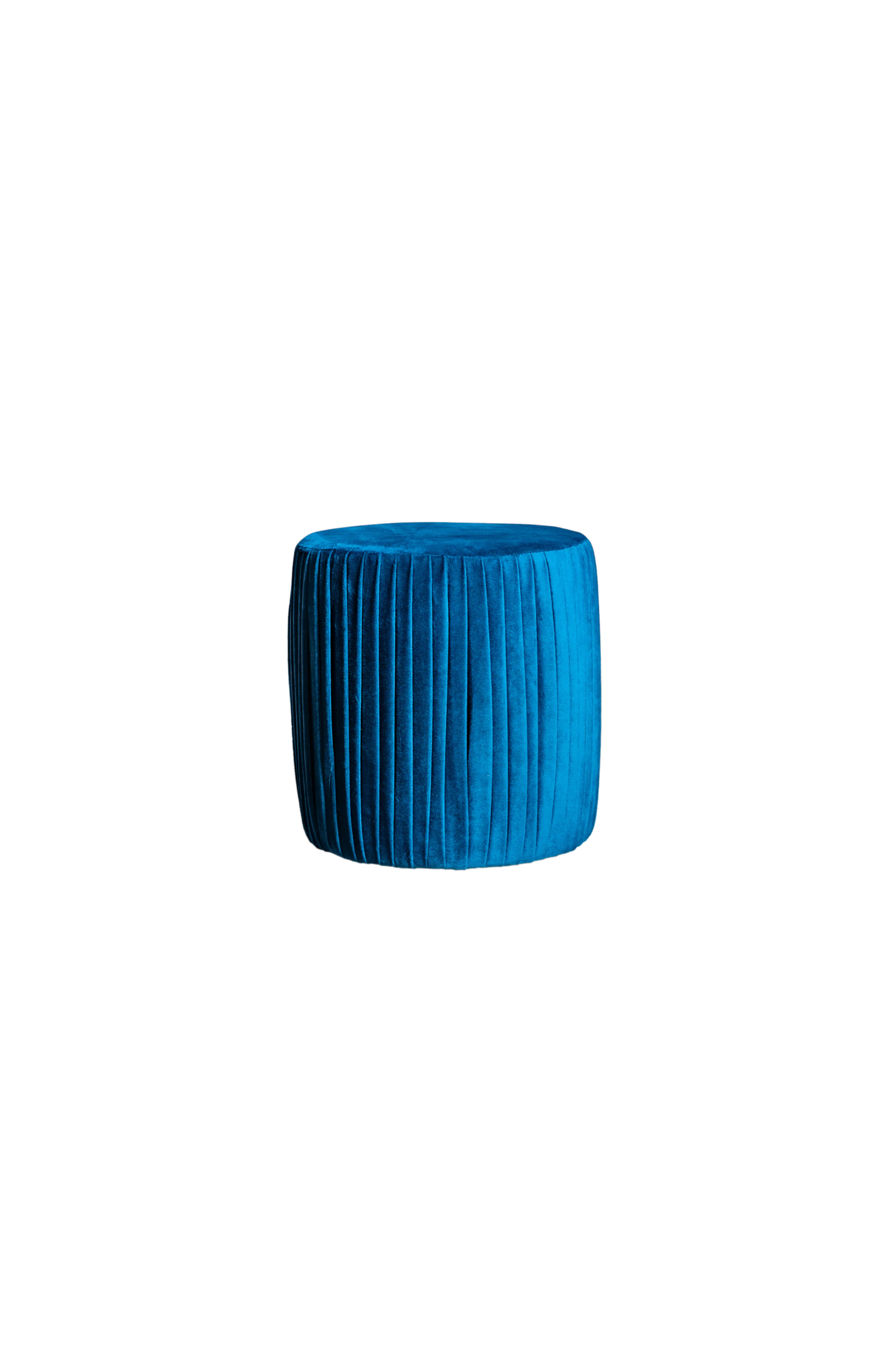 PLISSÉ CYLINDER - Pouf alto plissettato blu