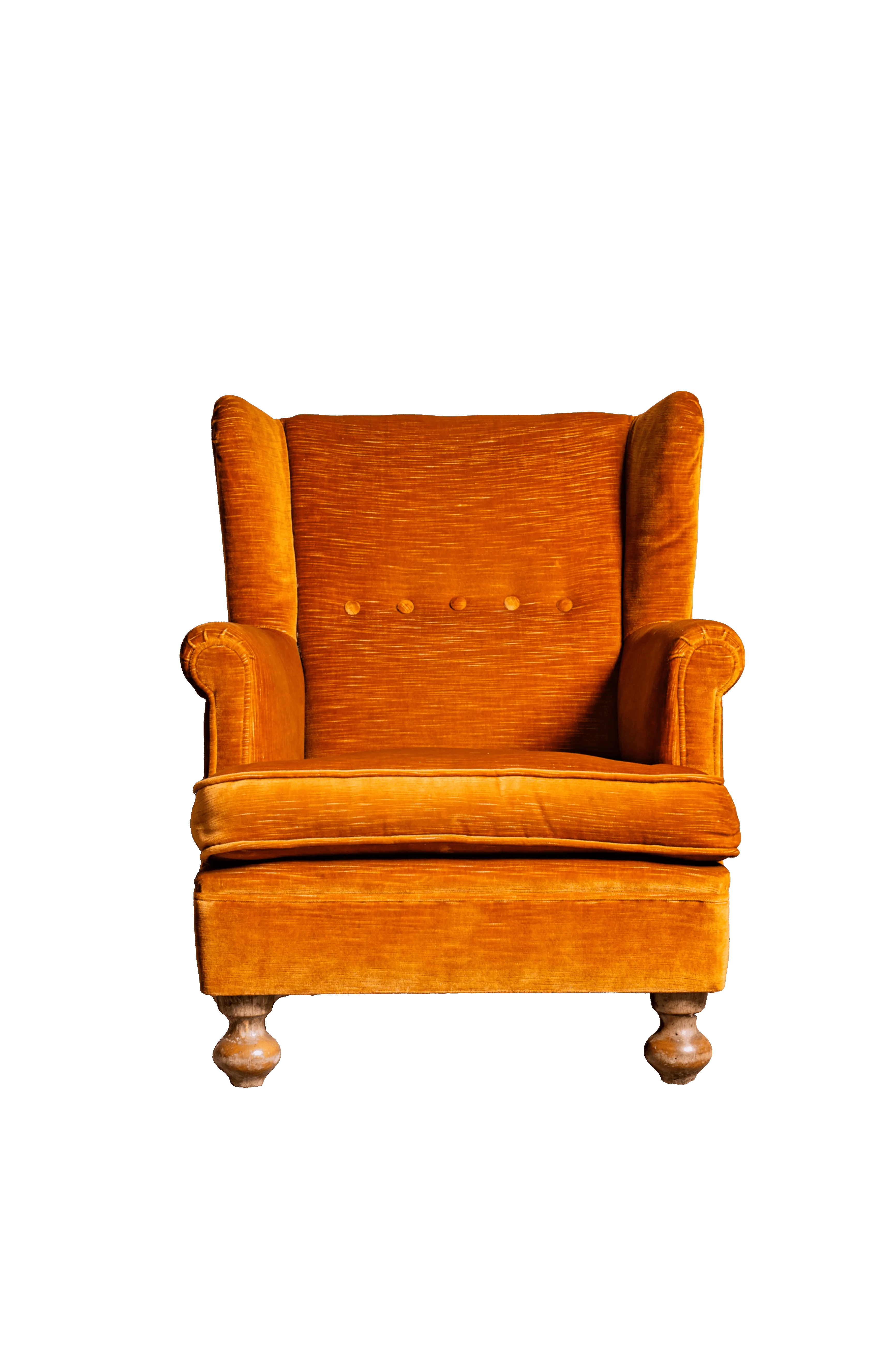 CALIFORNIA DREAMING - Poltrona in velluto arancio 70’s