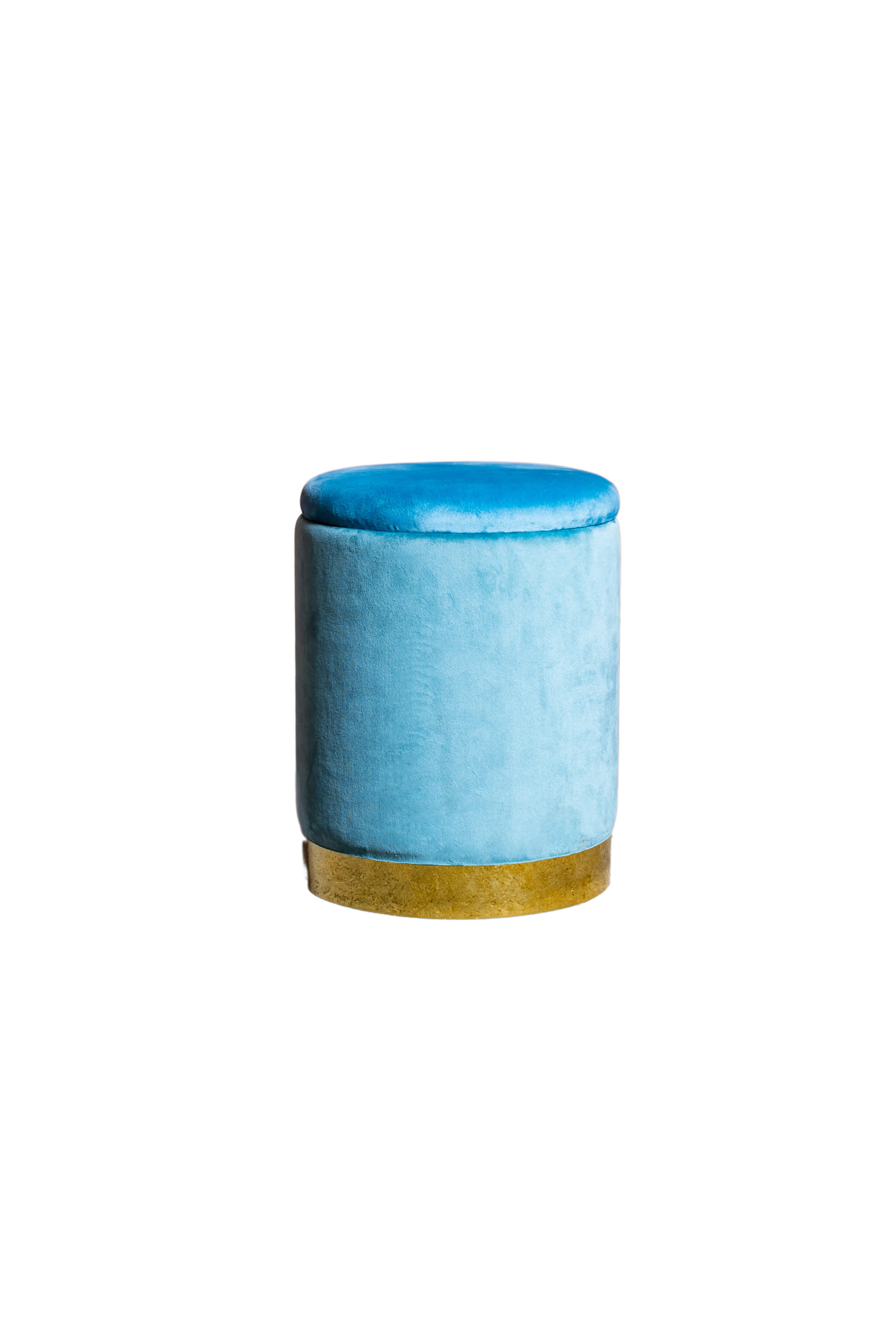 MARINO CYLINDER - Pouf azzurro - base oro
