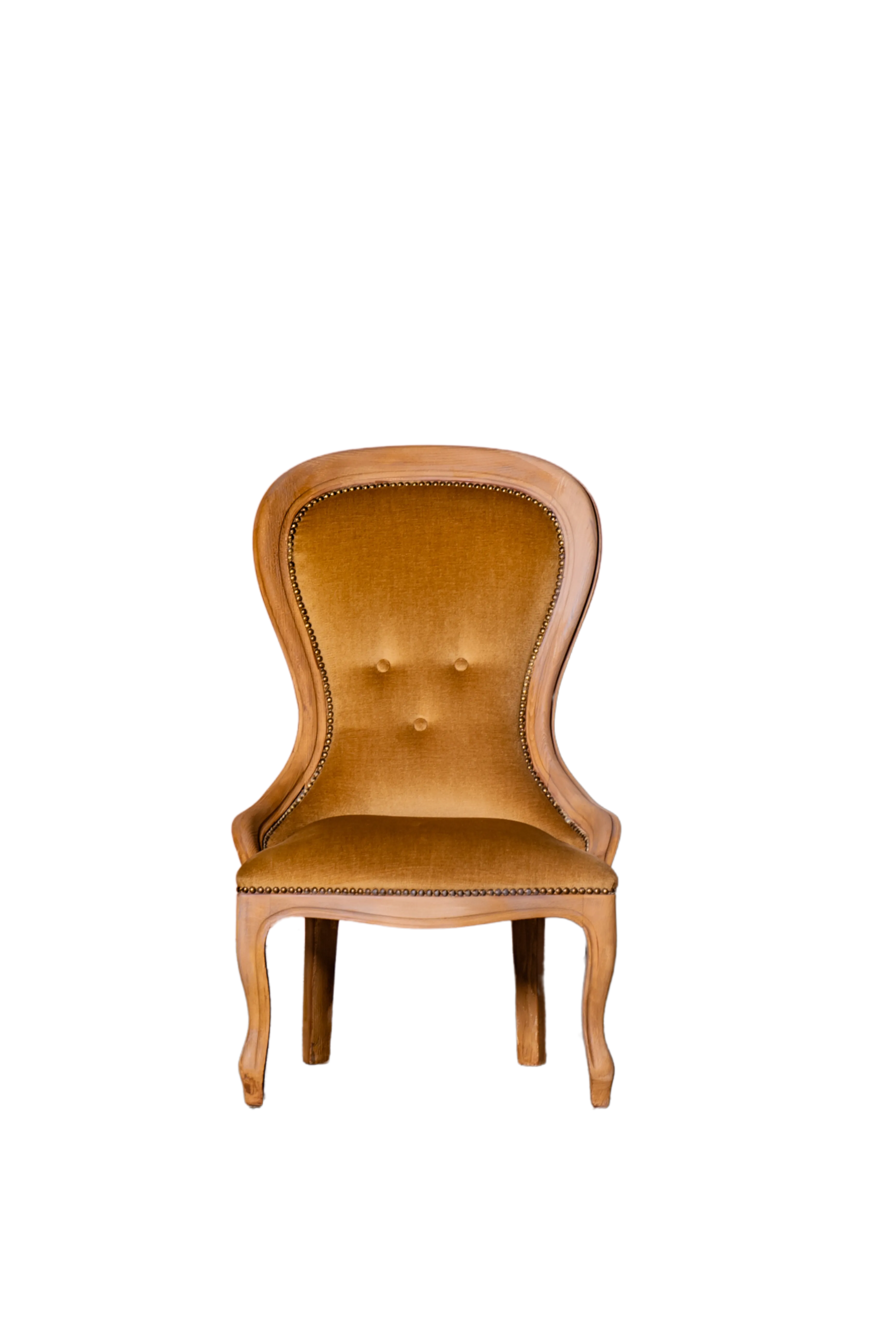 LUCREZIA - Poltroncina in velluto ecru - Struttura in legno