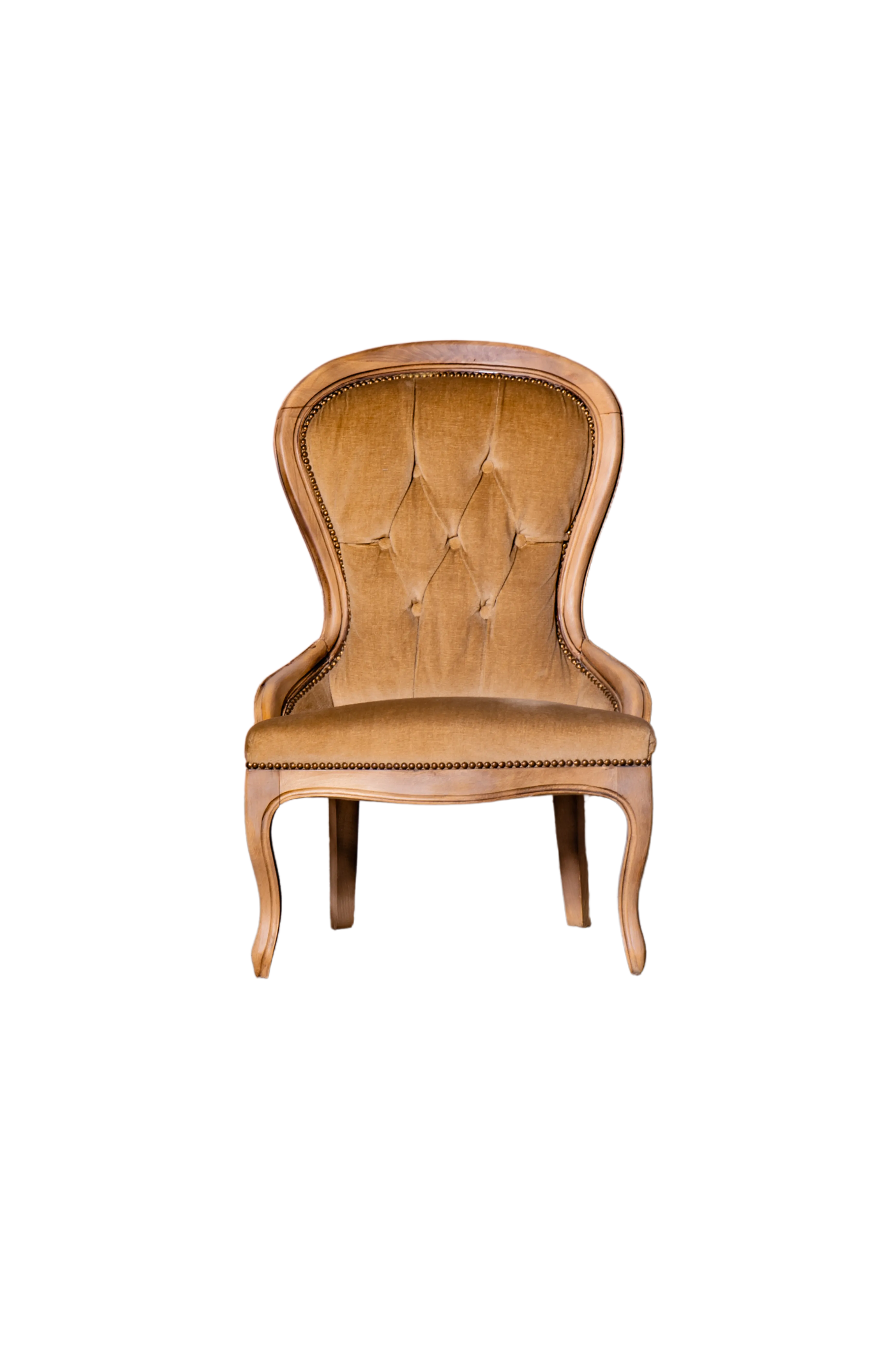 KESSLER - Poltroncina in velluto beige - Struttura in Legno