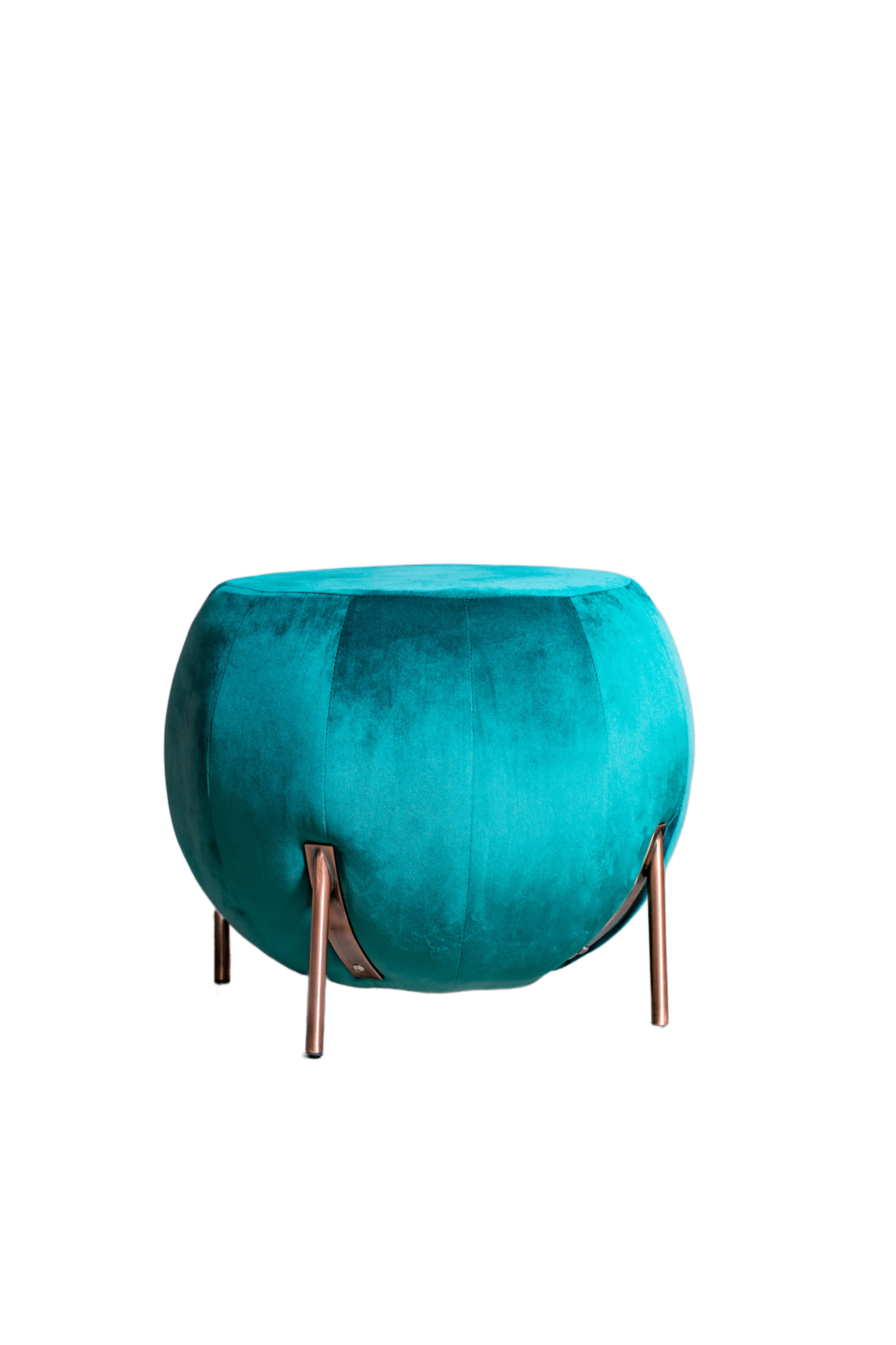 SPERA - Pouf a sfera verde - gambe rame