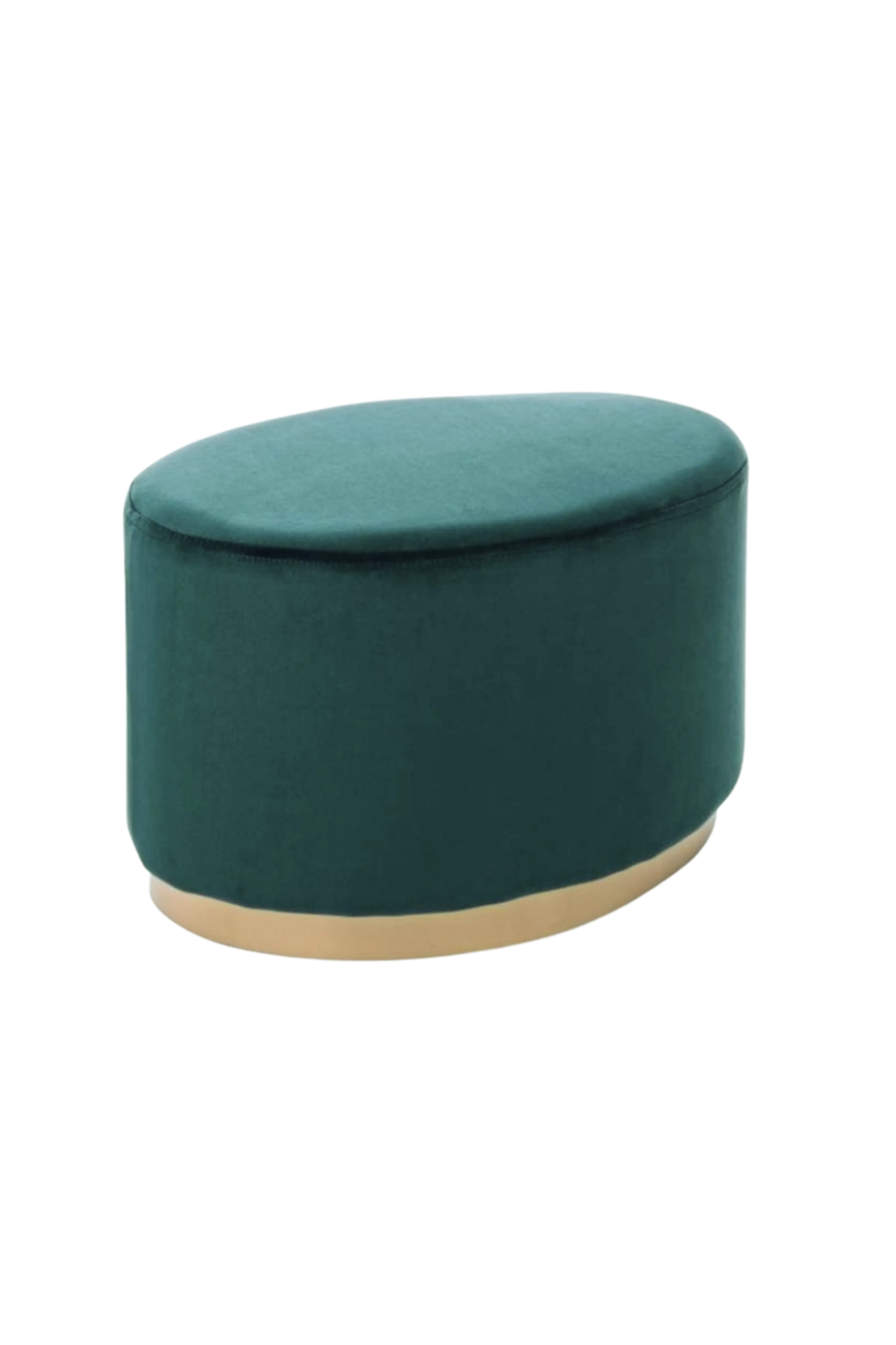 SILVANO - Pouf ovale verde bosco - Base oro