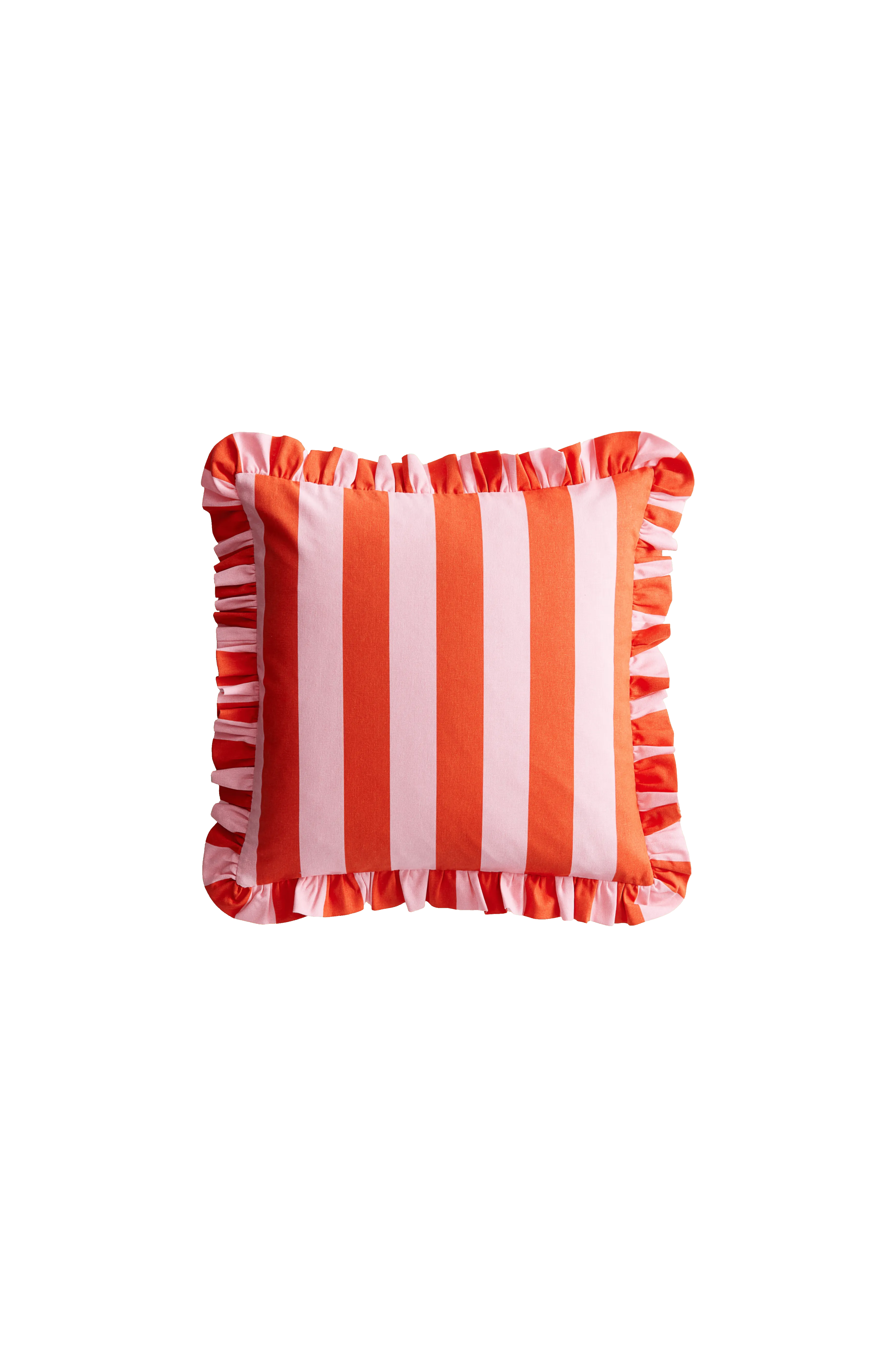 Cuscino righe rosa rosso con ruffles