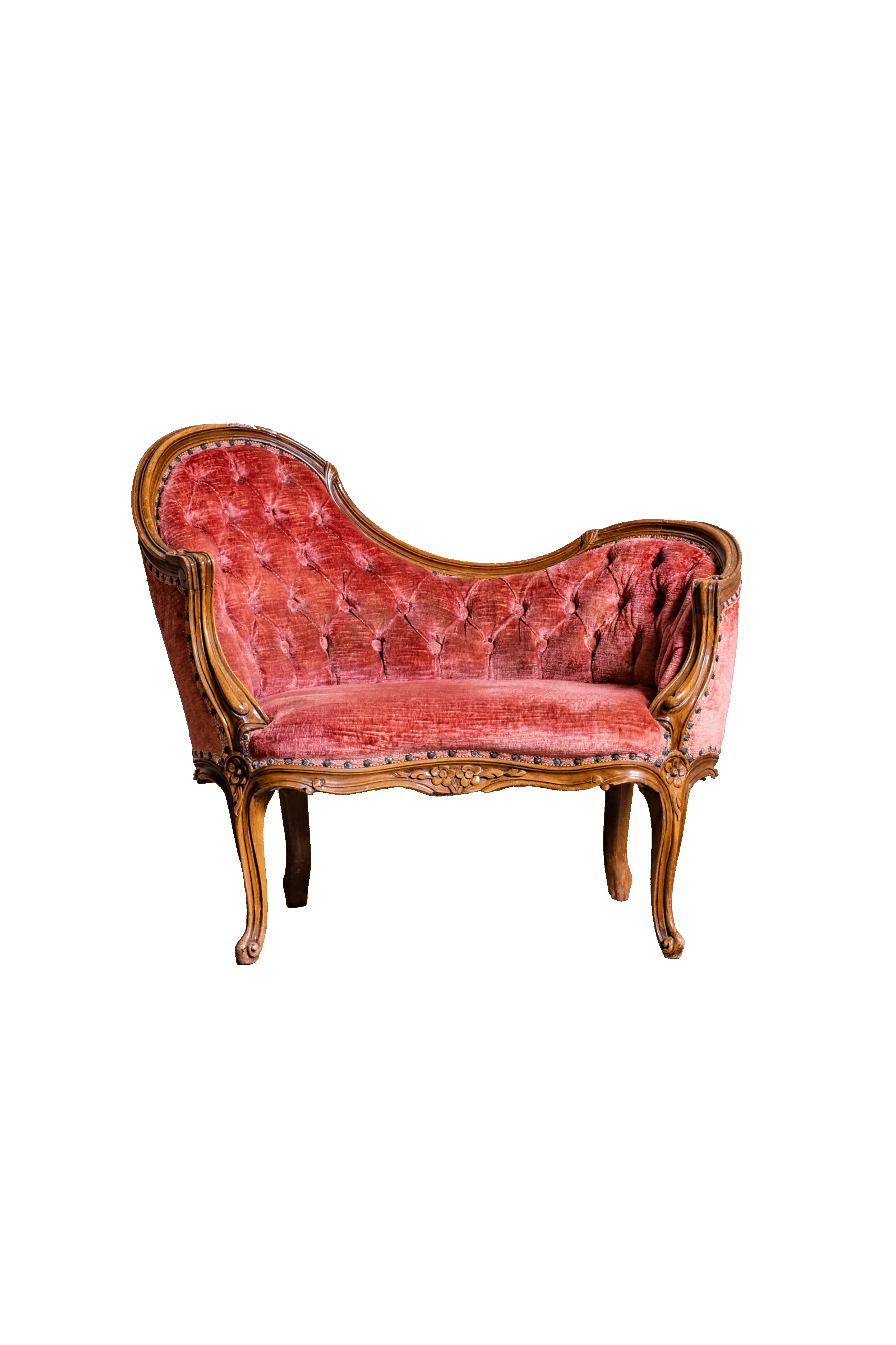 OMBRETTA - Poltroncina in velluto capitonnè vino