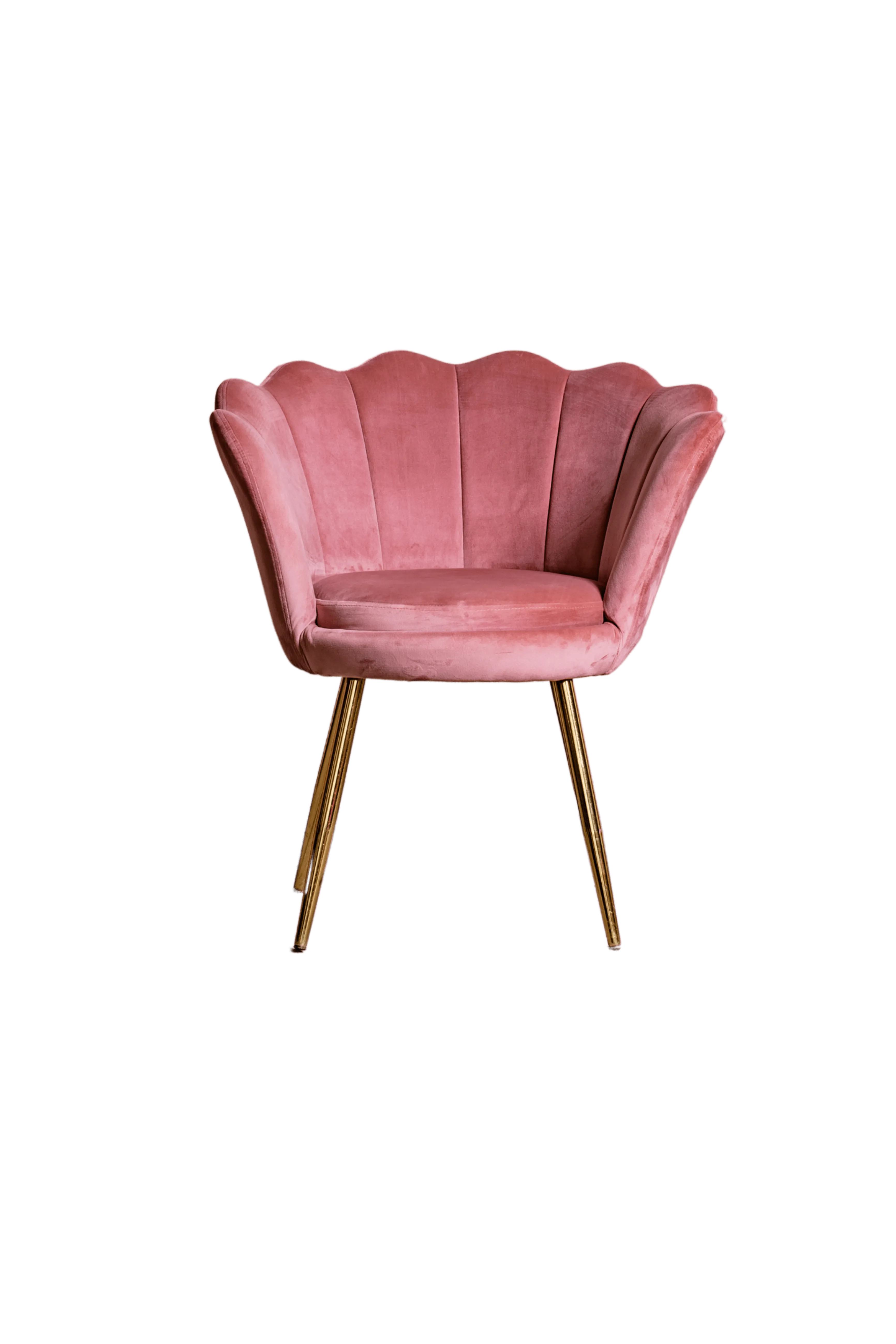 ABELAIDE - Poltrona in velluto rosa antico - Conchiglia