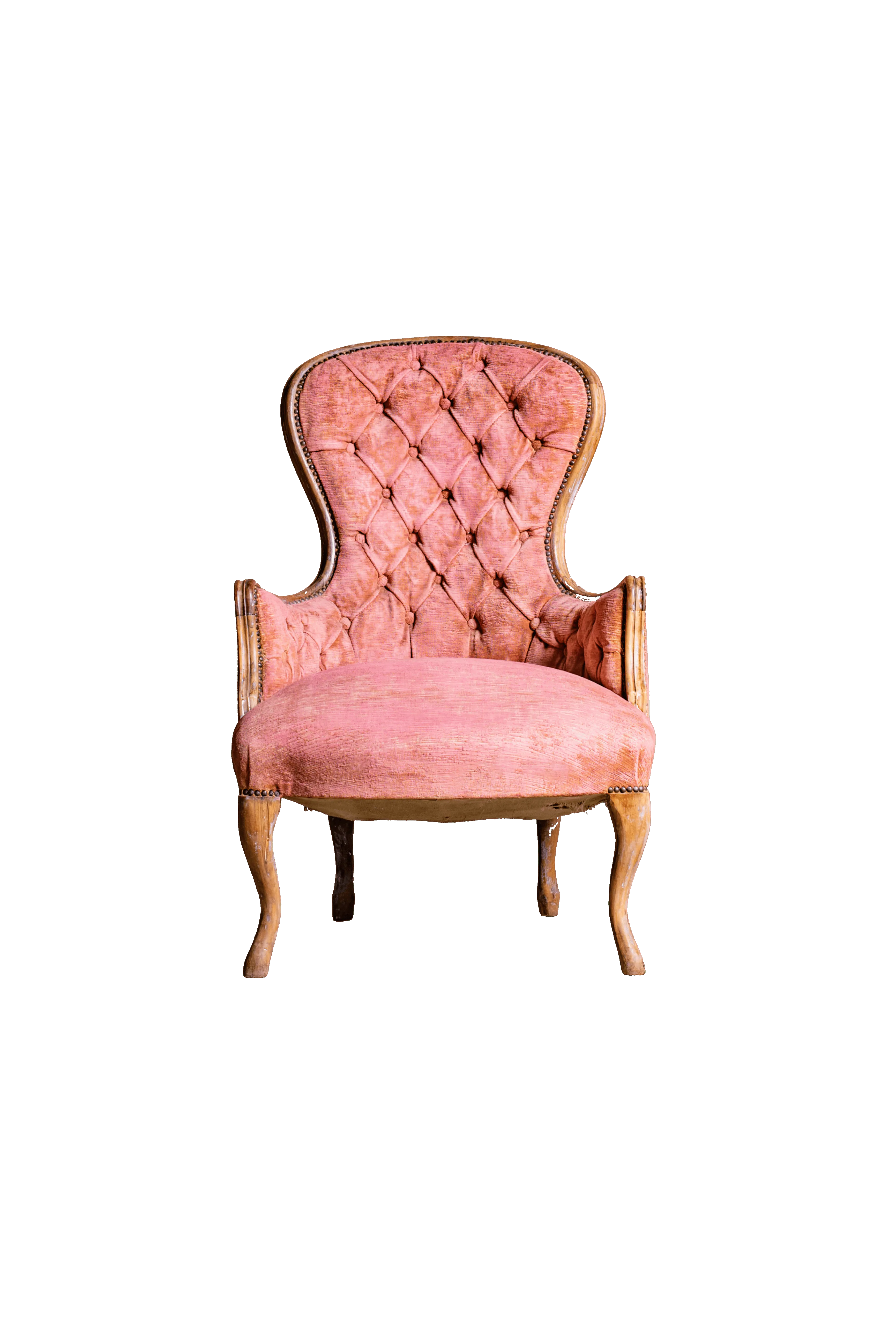 LA GINA - Poltroncina in velluto rosa antico - Capitonnè