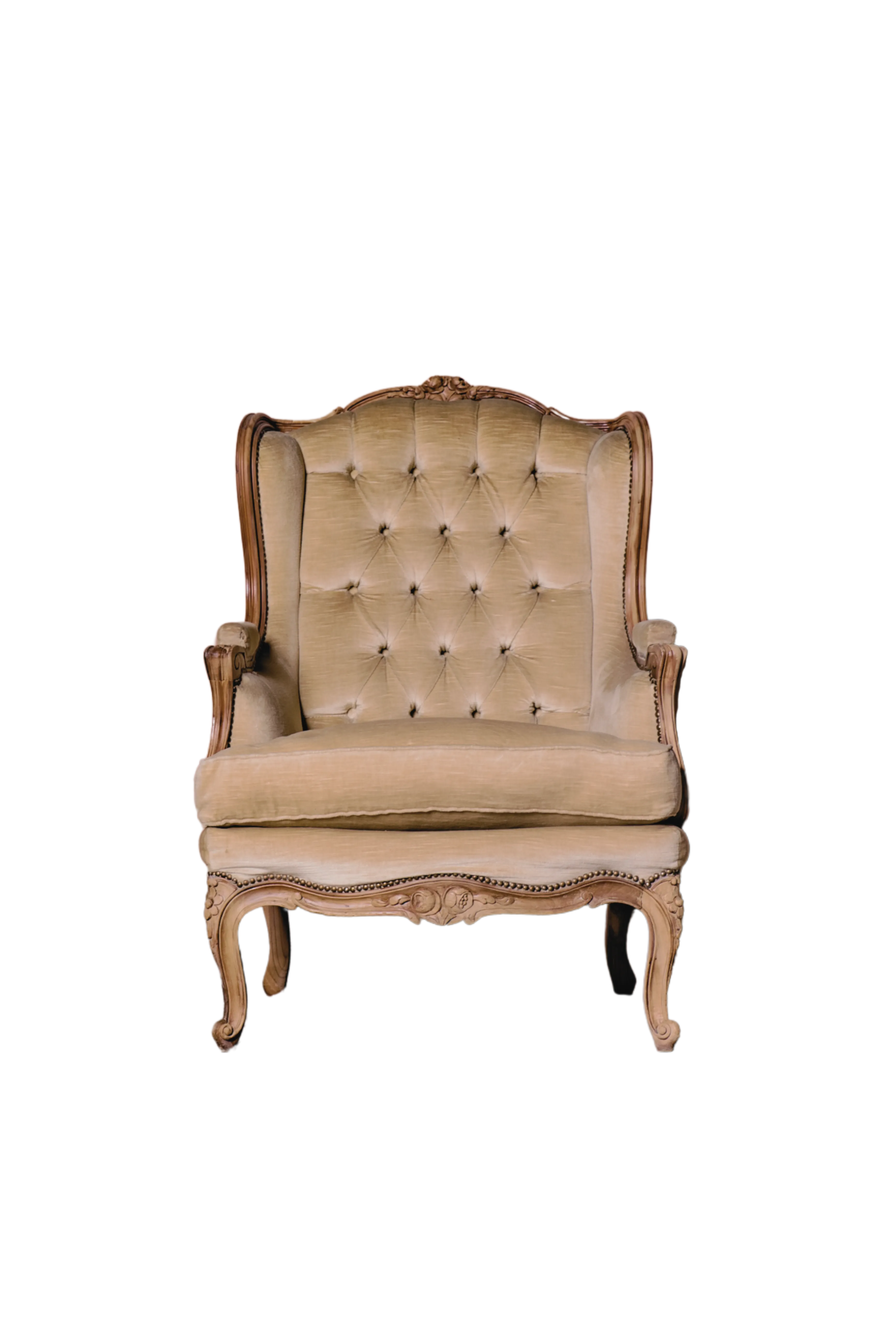 MAROCCHINA - Poltrona in velluto capitonnè ecru