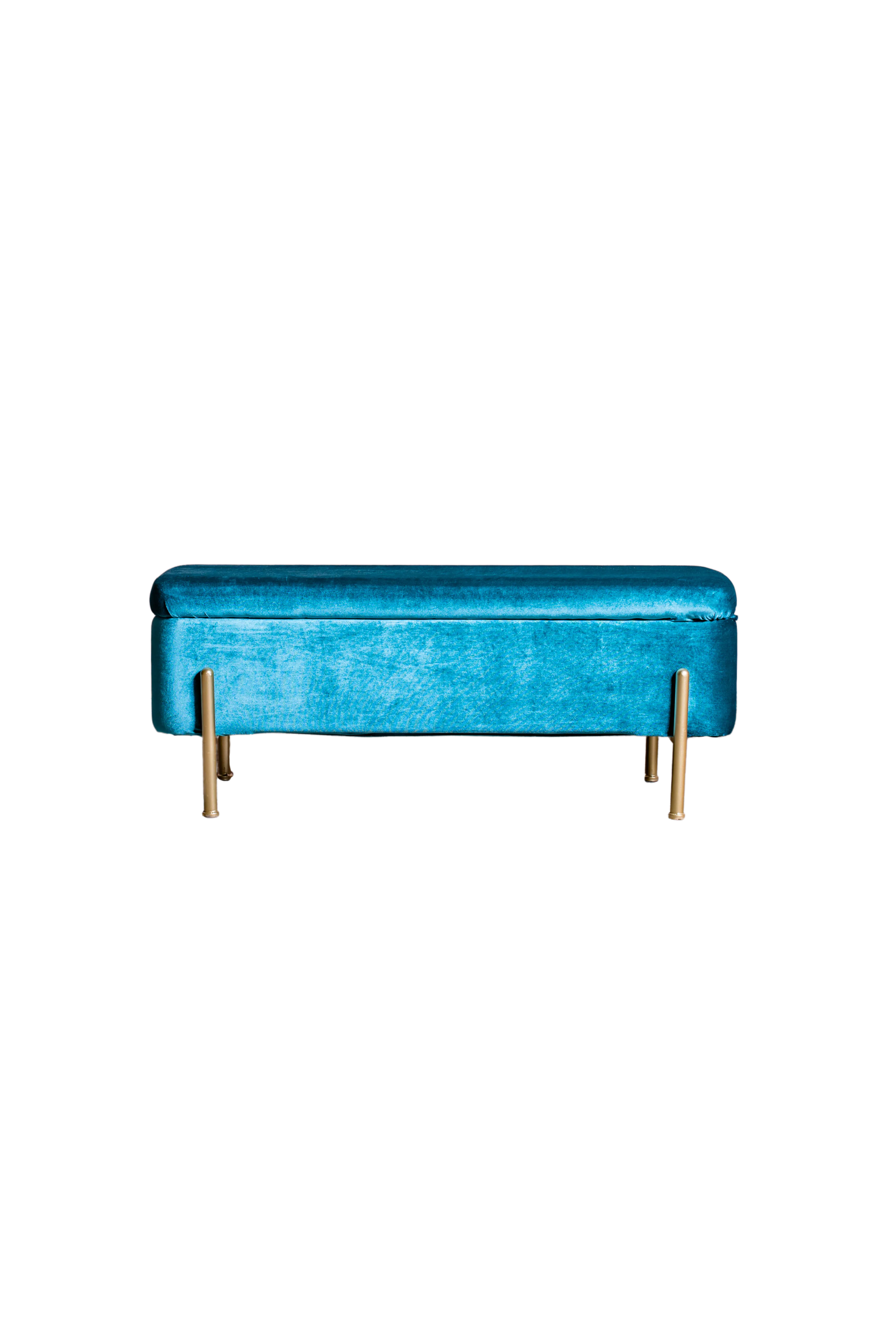 PANCA DEL TESORO - Panca contenitore in velluto ottanio