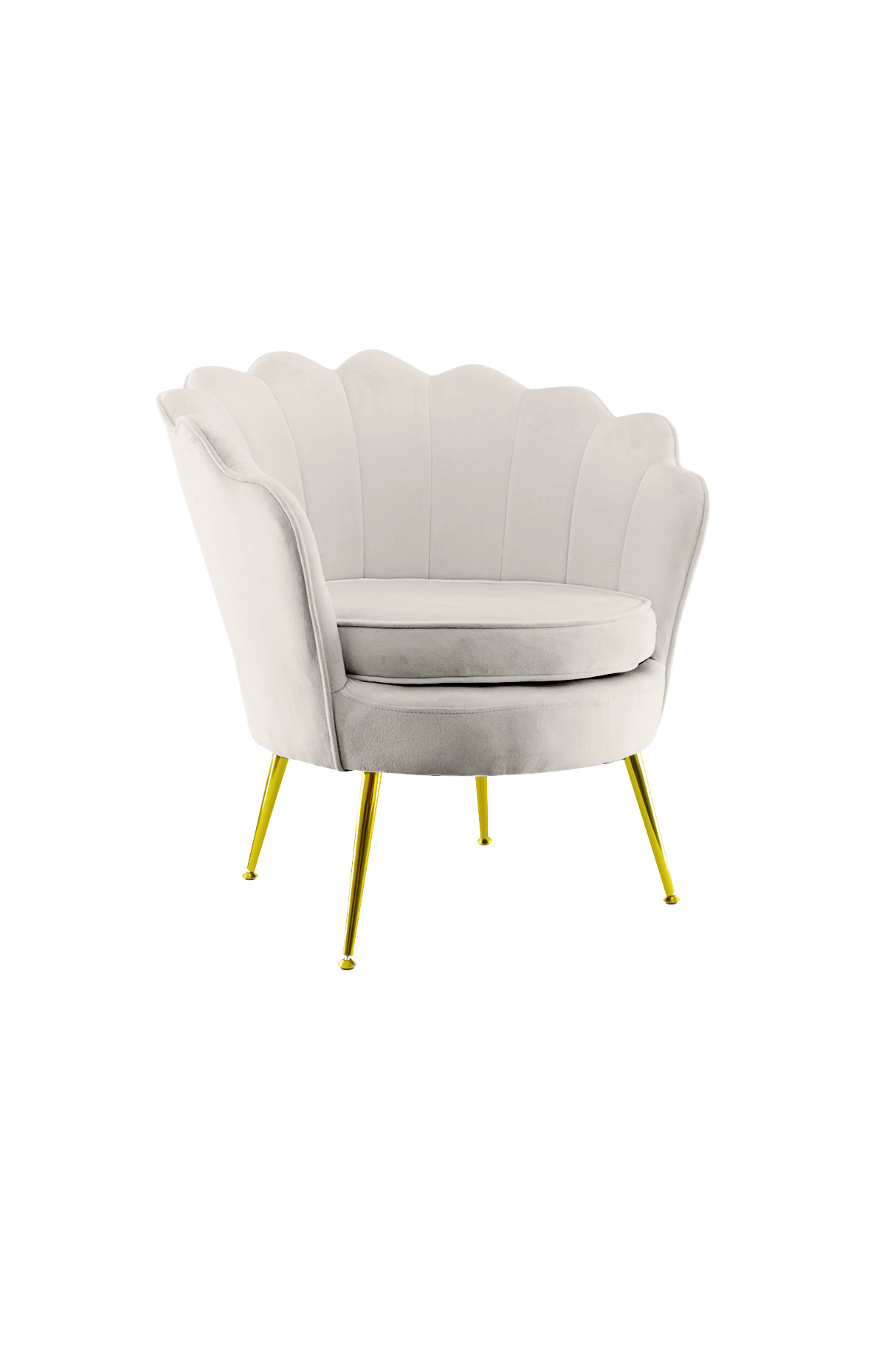 BRUNILDE - Poltrona in velluto bianco freddo - Conchiglia