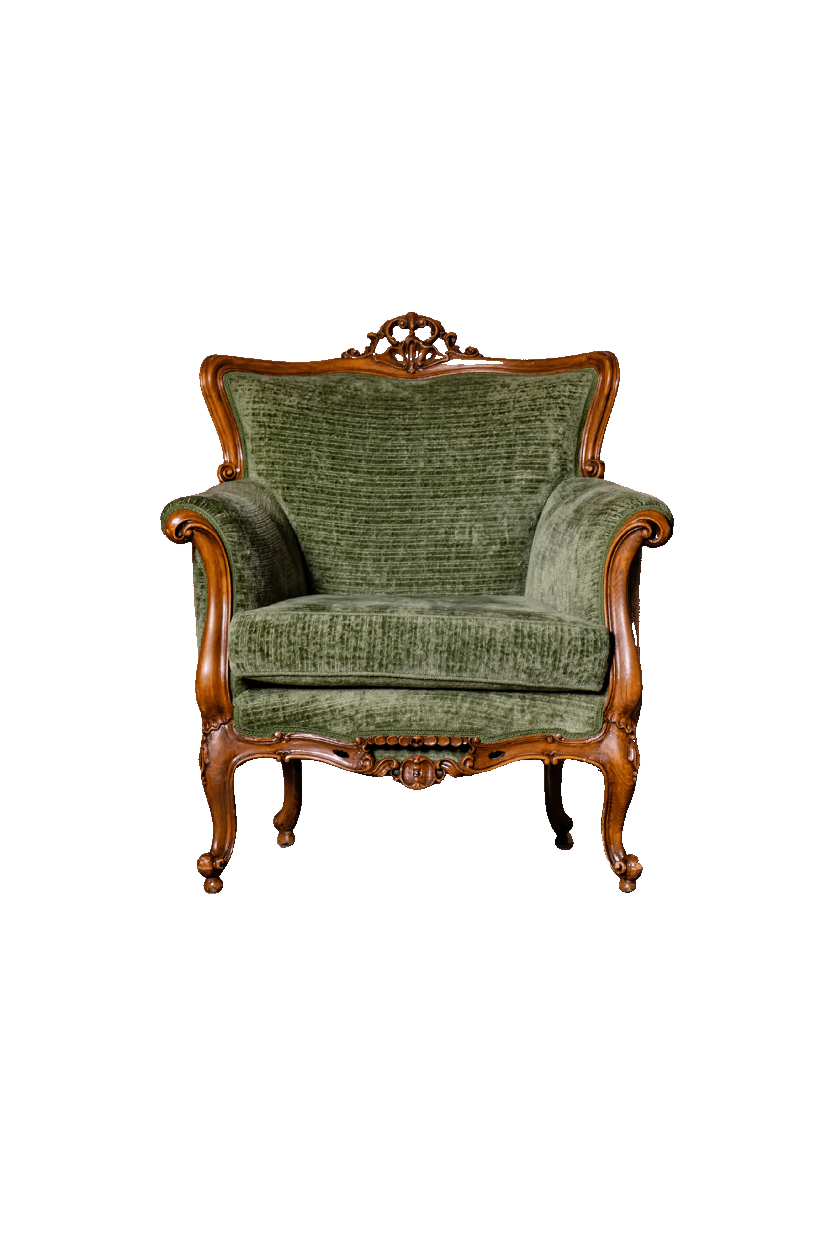 OLIVIA - Poltrona in velluto verde oliva