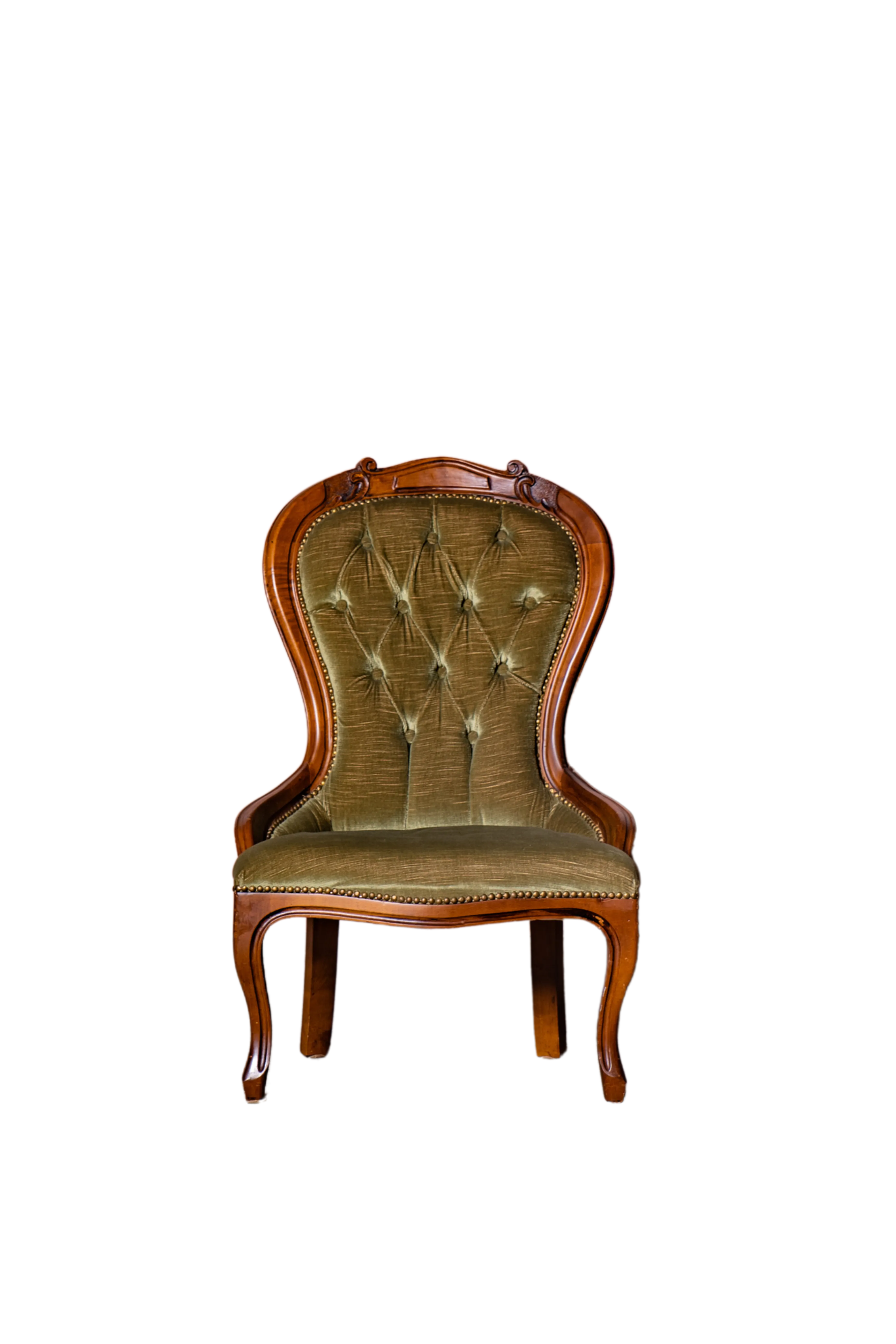 POLIGNAC - Poltroncina in velluto verde - Capitonnè