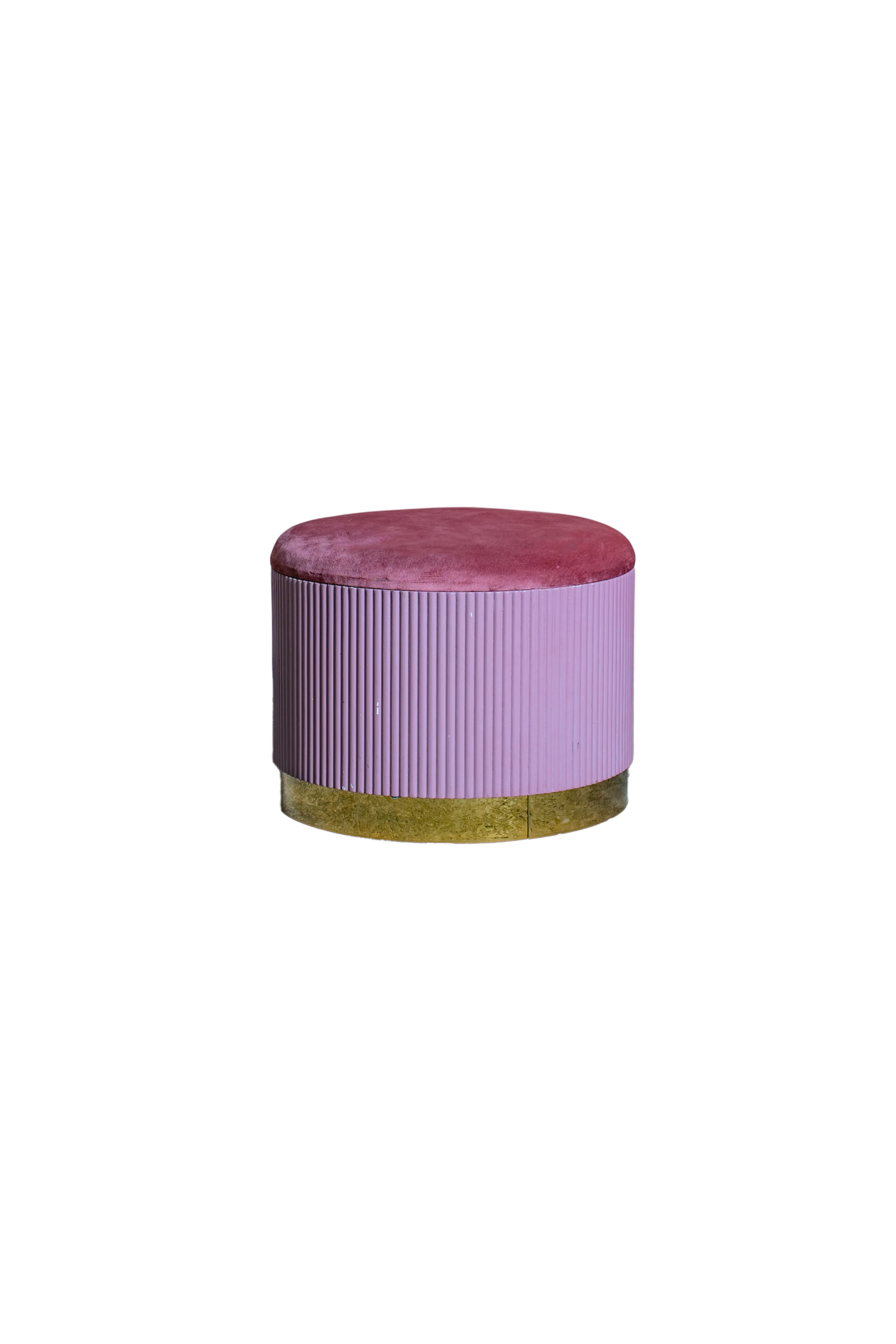 TROUSSE CYLINDER - Pouf basso rosa scuro con base oro