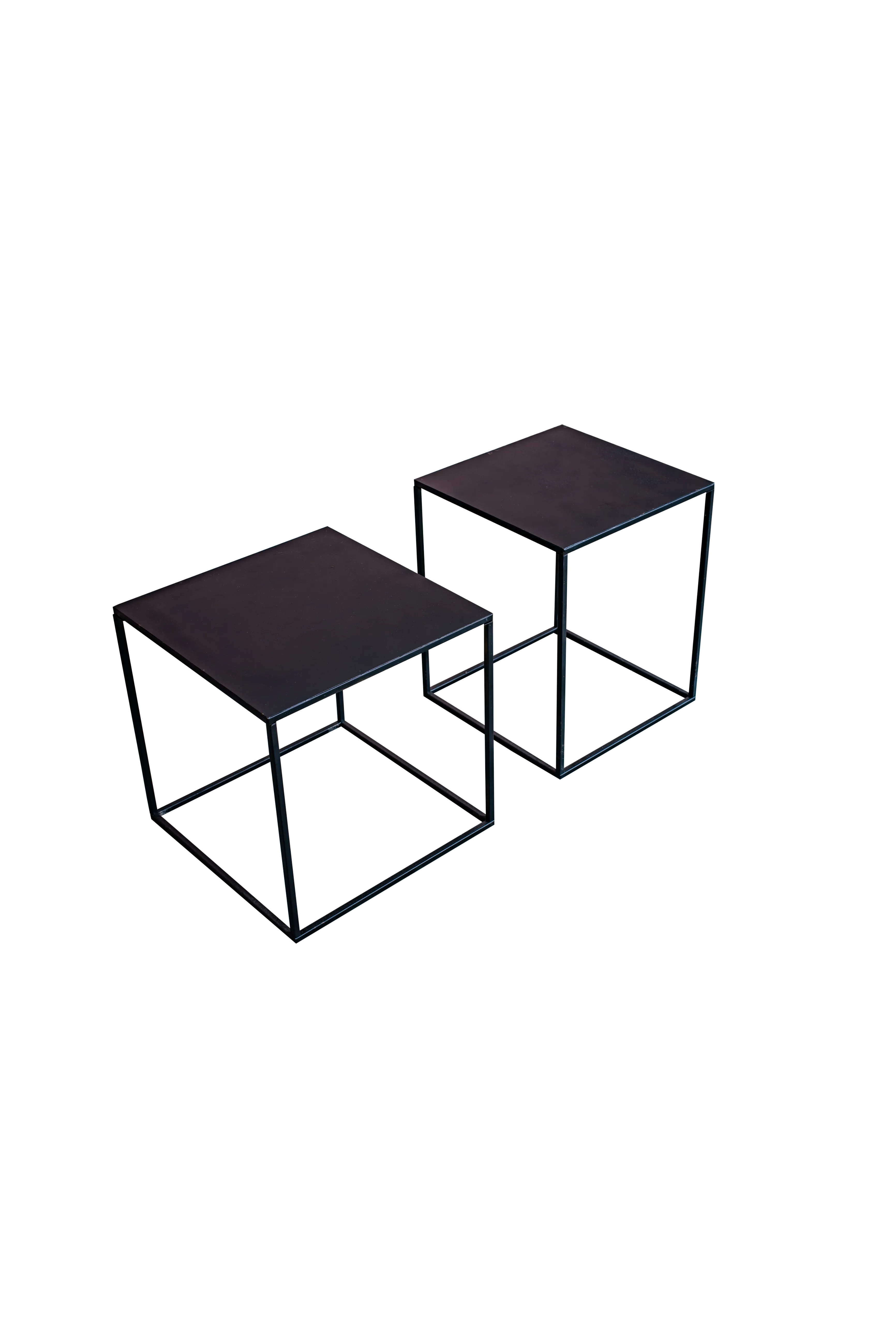 CUBICI - Tavolinetto in metallo nero coppia 