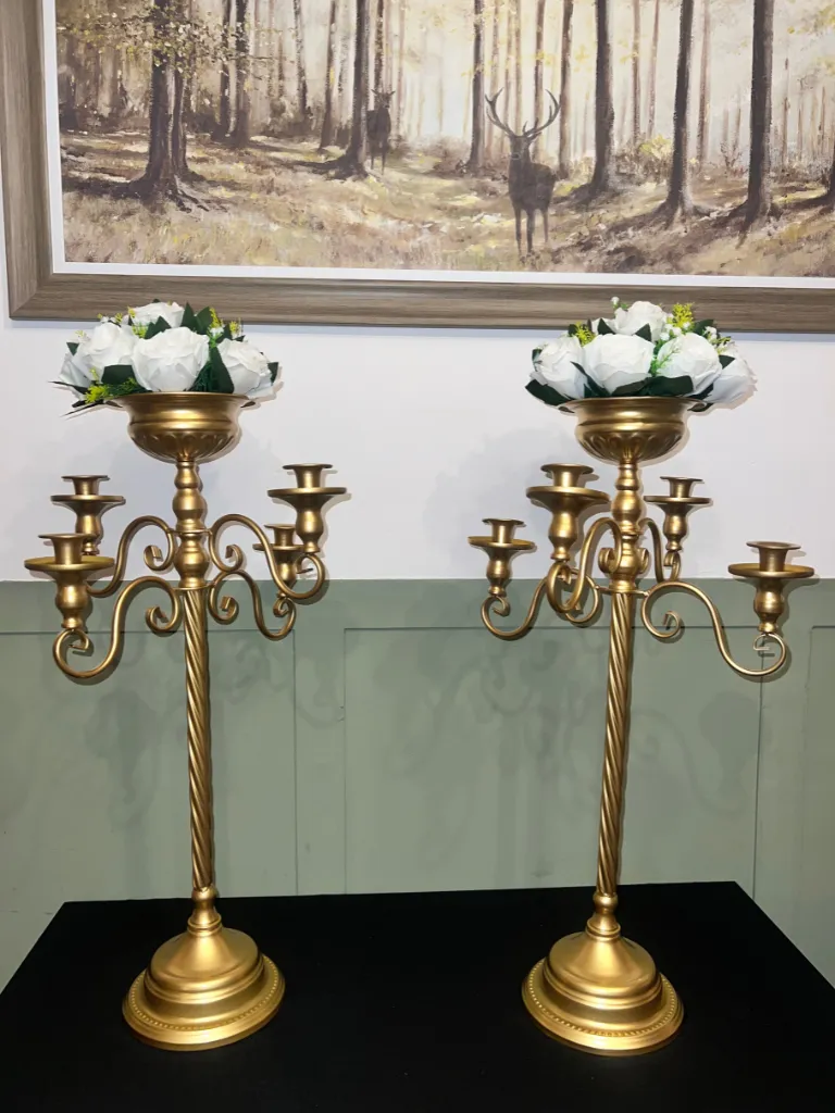 Gold Candelabra Centrepieces