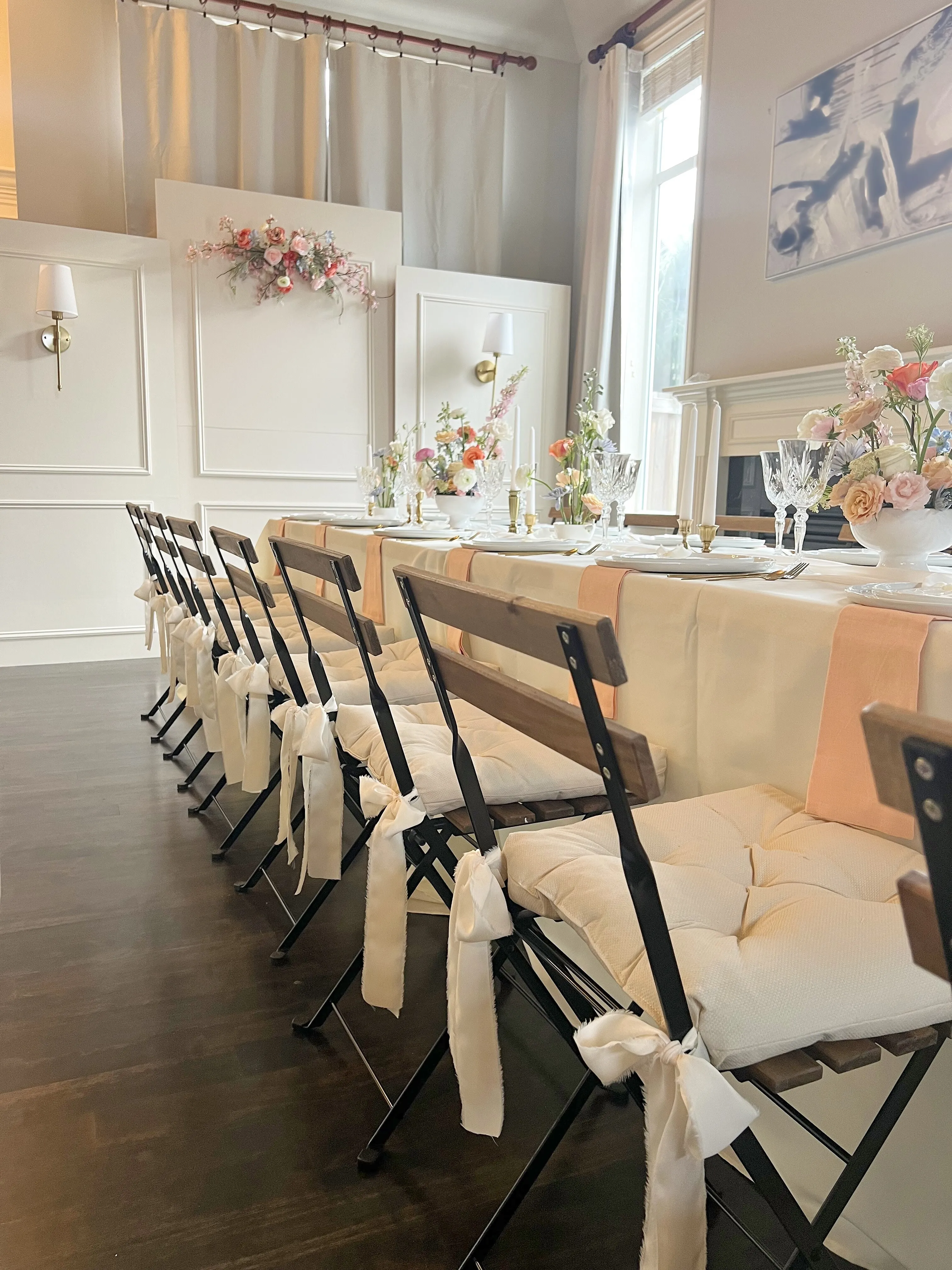 Chiffon Ivory Ribbon for Bistro Chairs