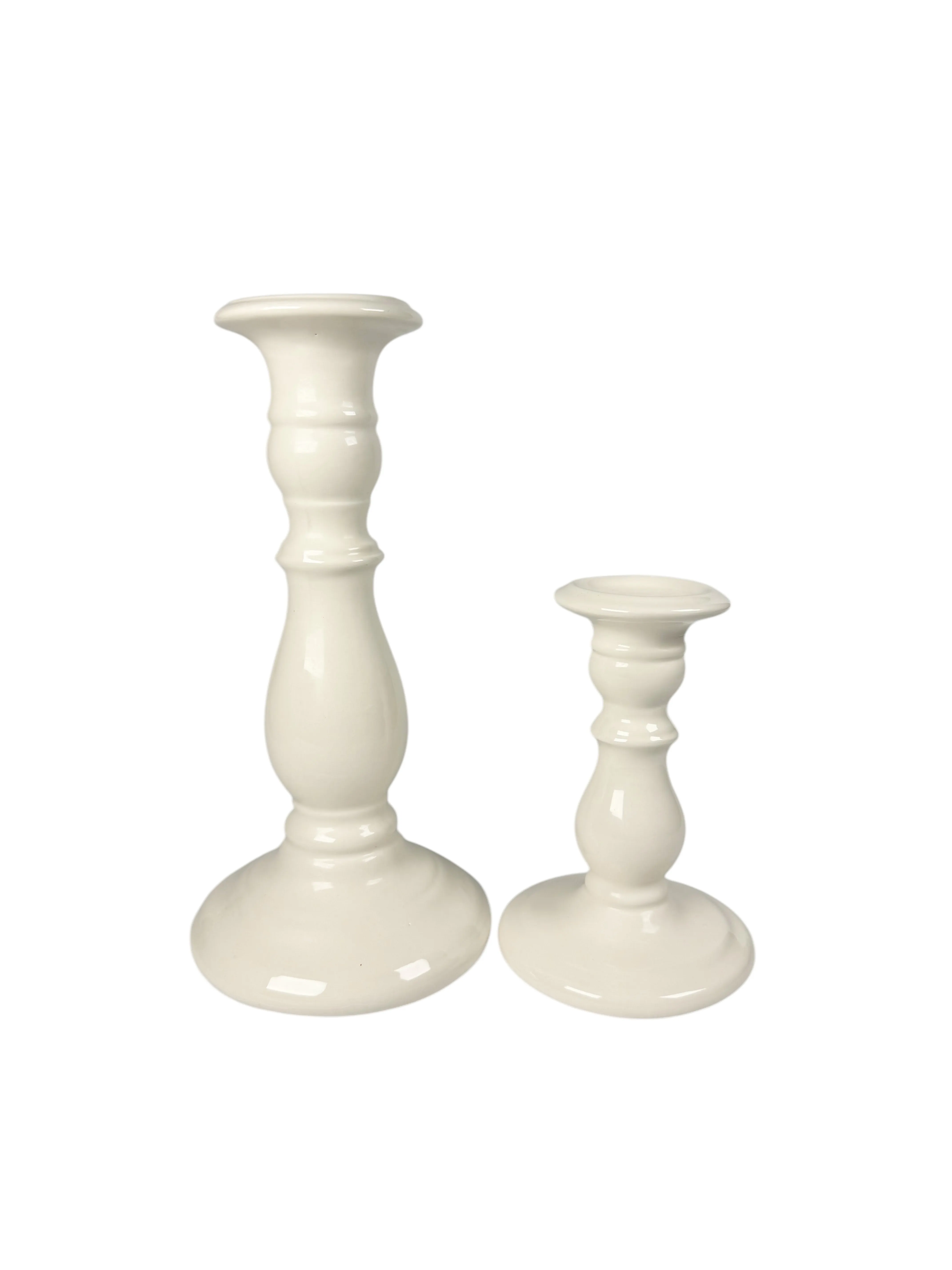 White Ceramic Candle Holders 