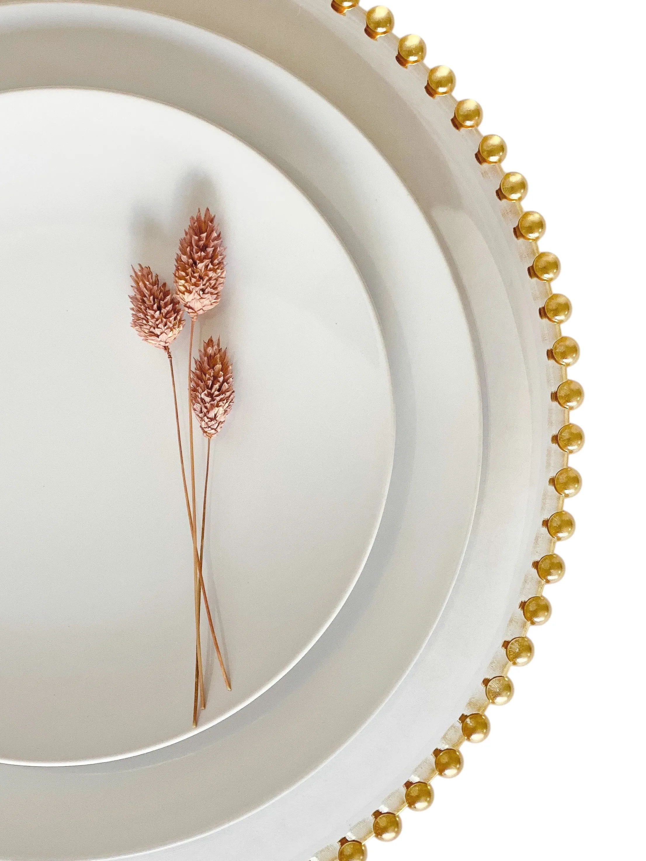 Acrylic Gold Beaded Charger Plates 