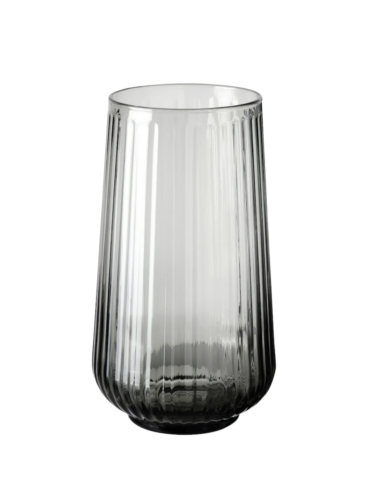 Smoked Gray Ribbed Vase
