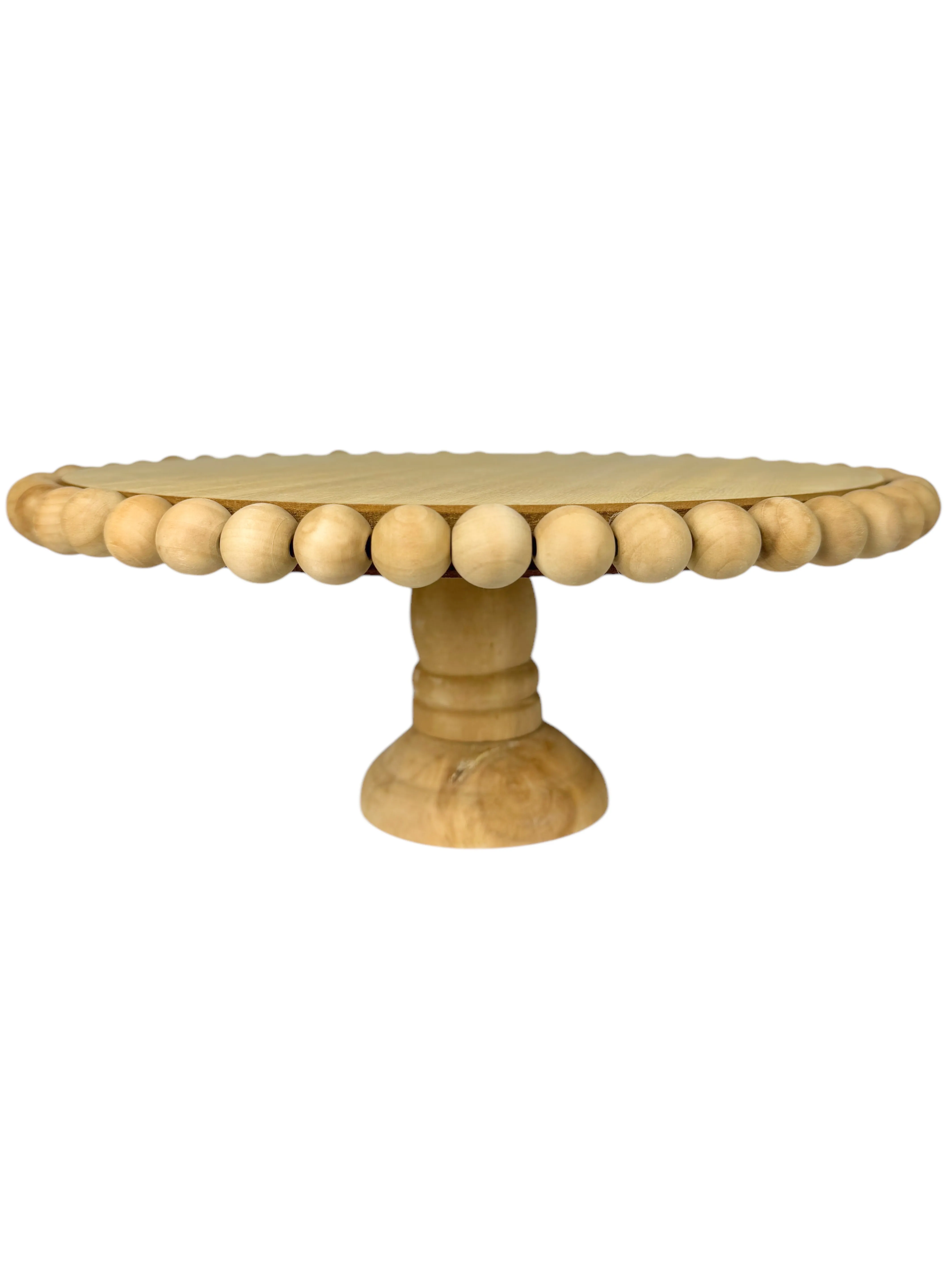Large Wood Beaded Cake Stand