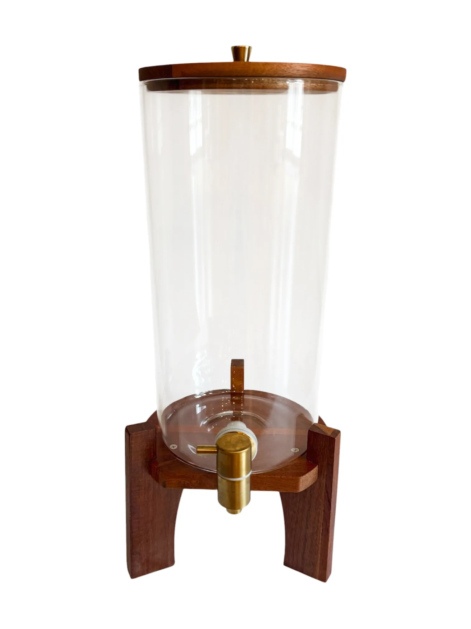 Glass With Wood Bottom Drink Dispenser 