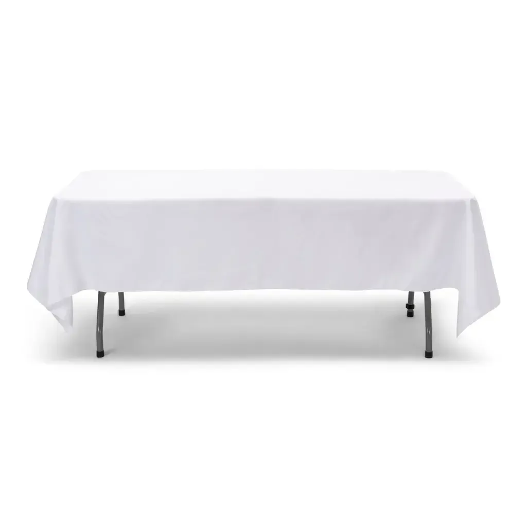 White Polyester Rectangular Table Cloth